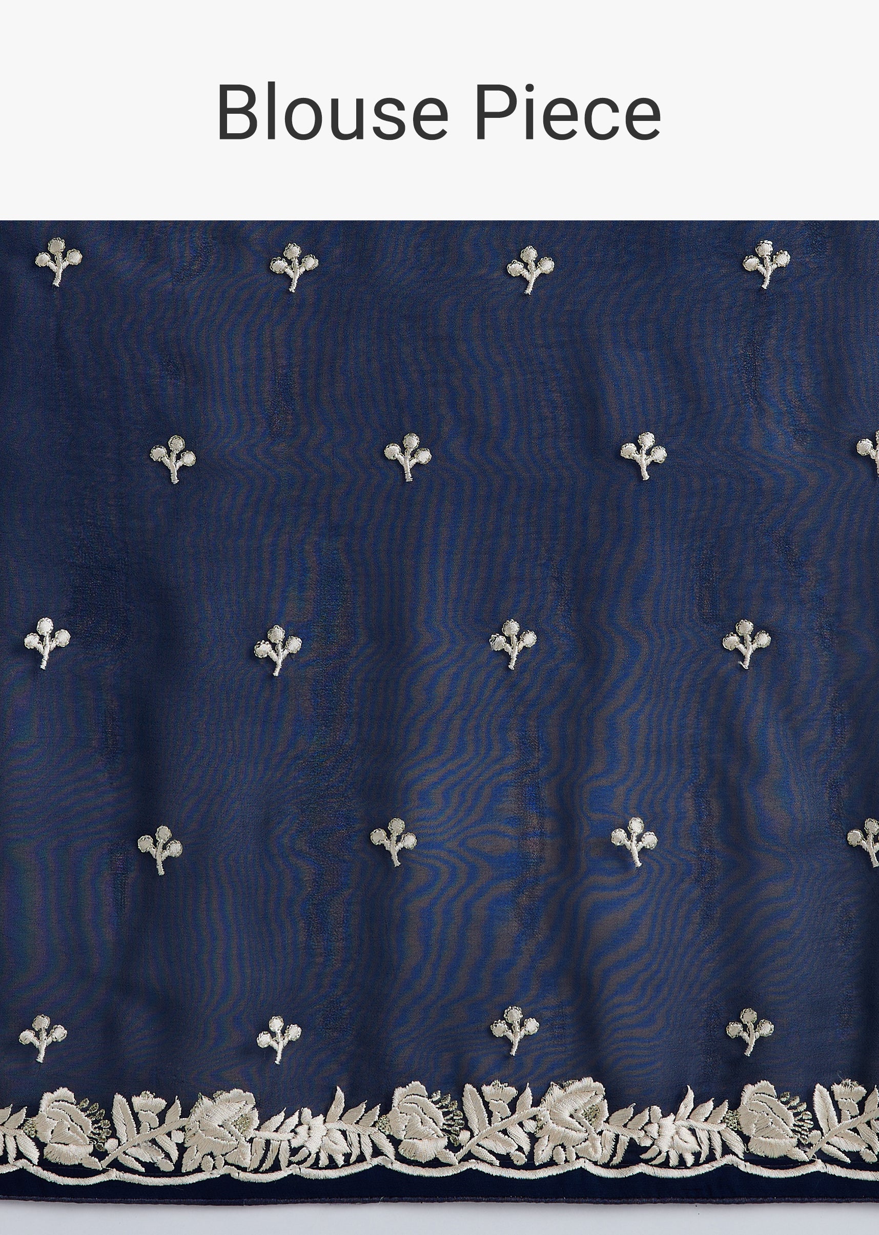 Navy Blue Georgette Saree With Parsi Gara Thread Embroidery - Image 10
