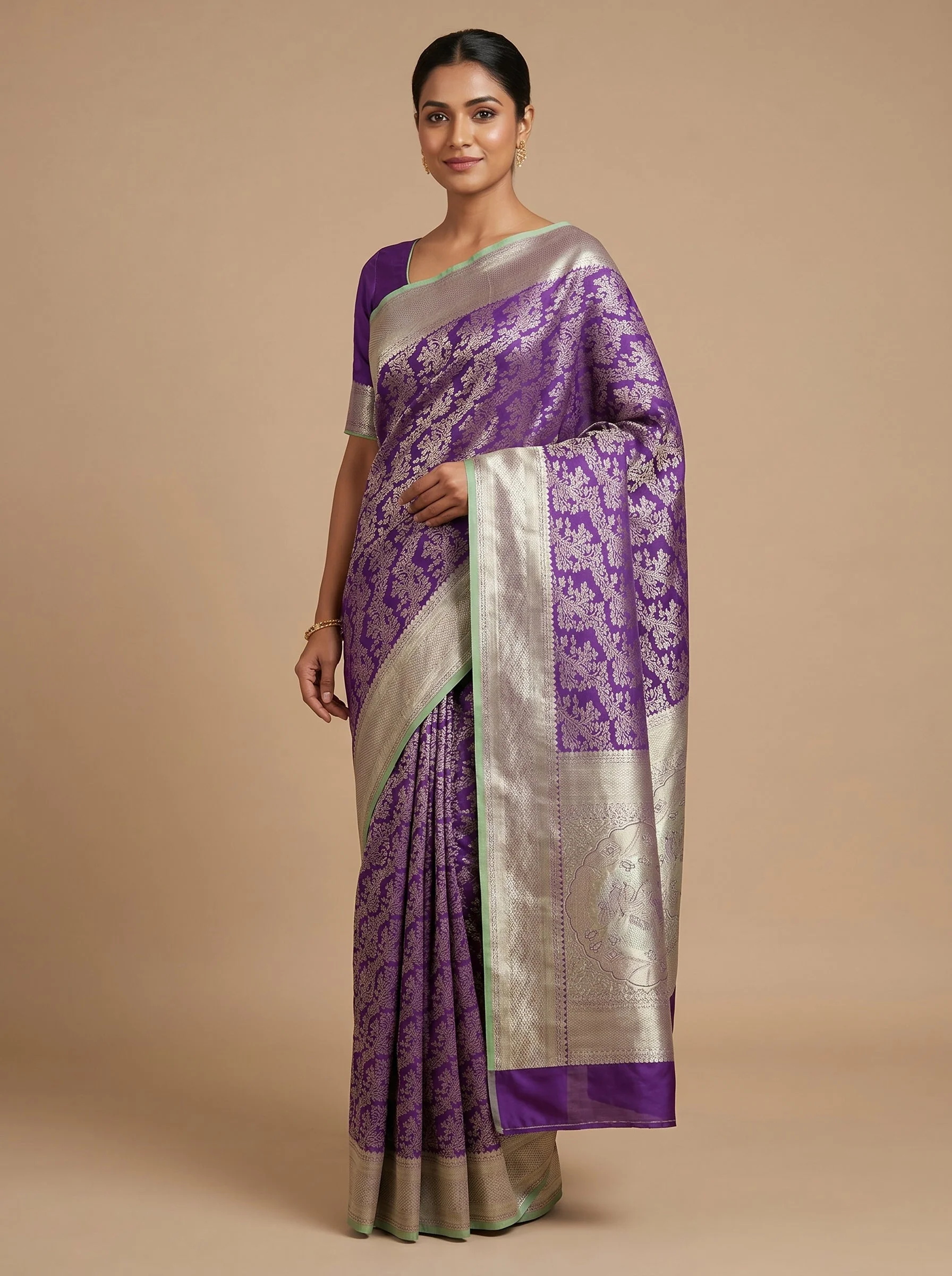 Navy Blue Handloom Saree