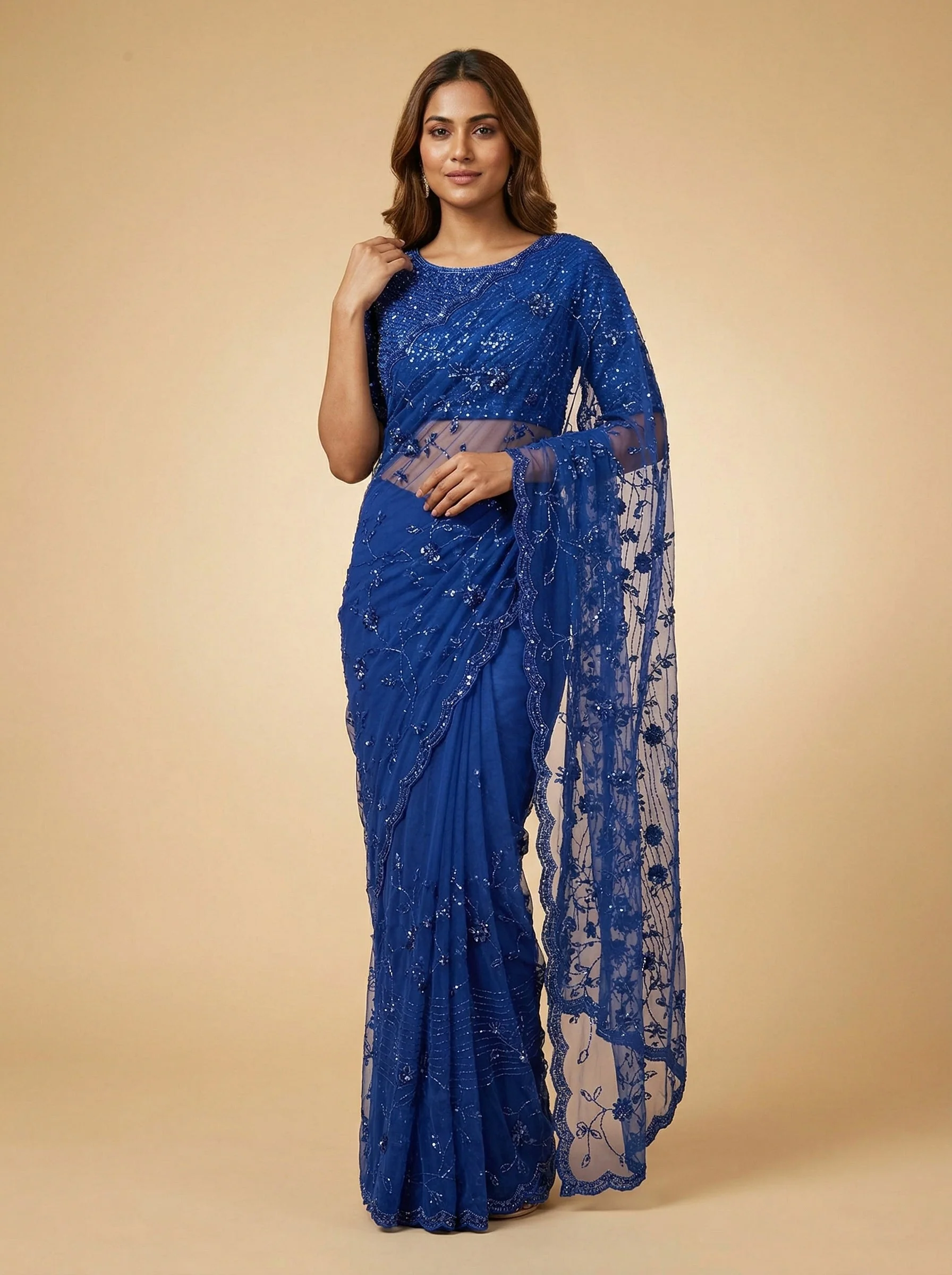 Navy Blue Intense Embroidered Saree