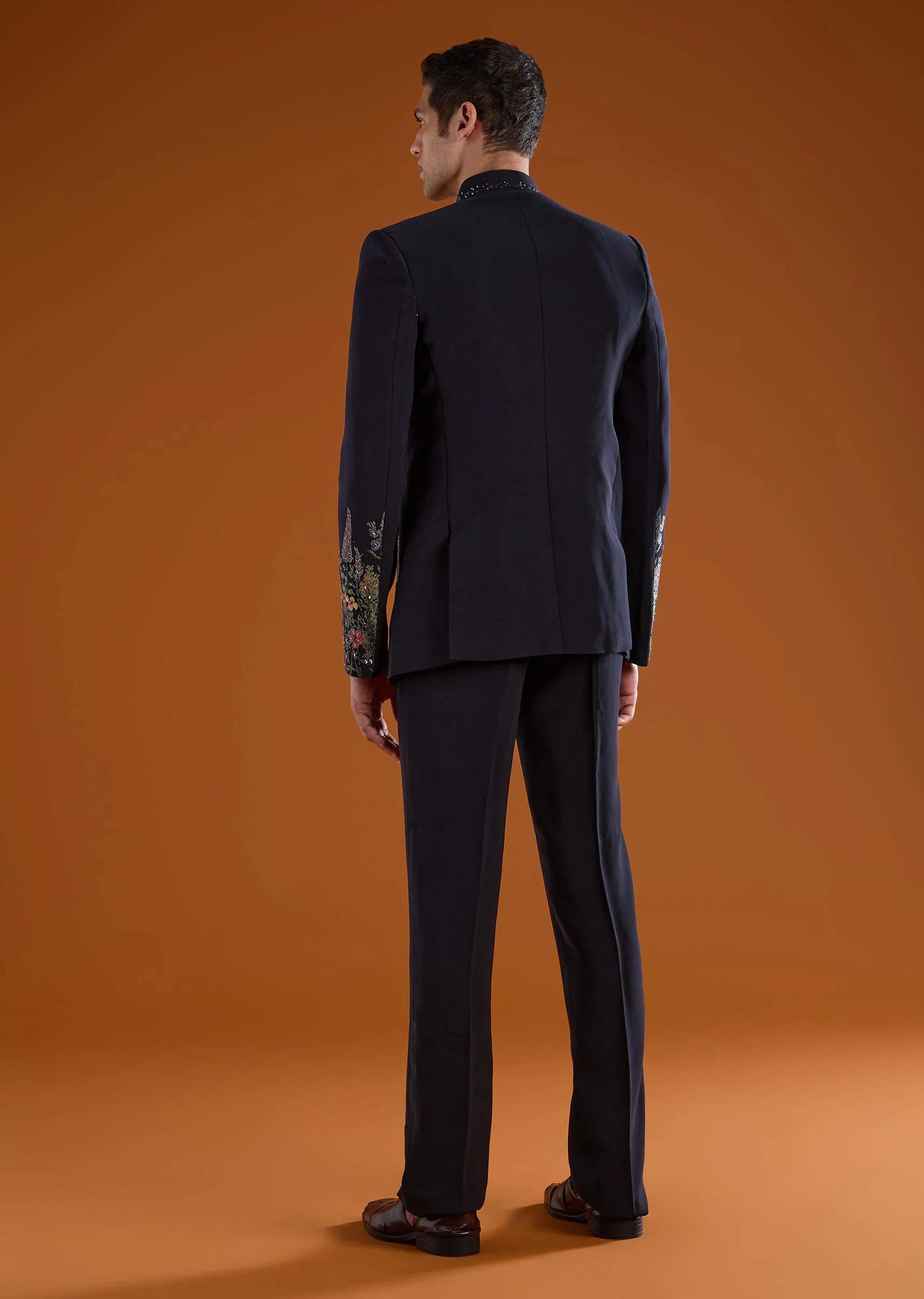 Navy Blue Jodhpuri Kurta Set with Bead Work - Image 5