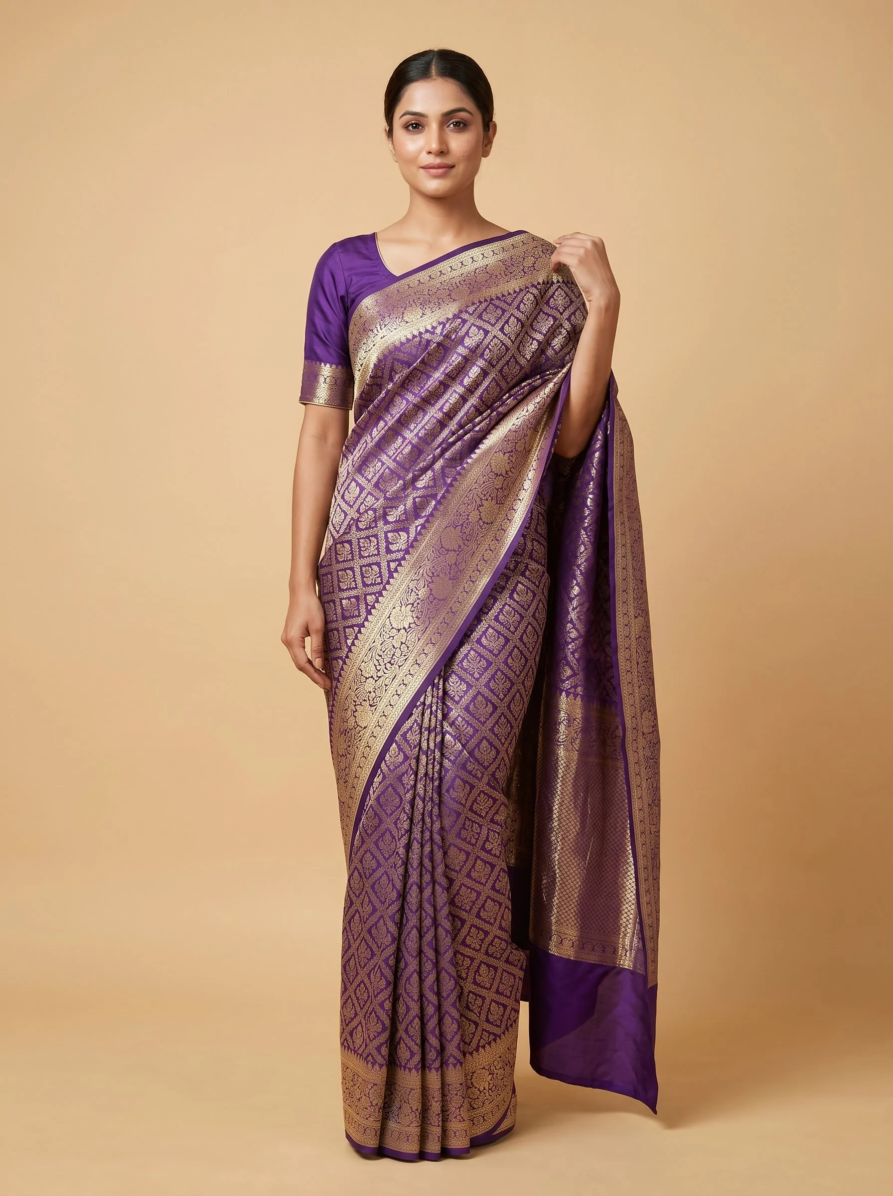 Navy Blue Night Fold Handloom Saree