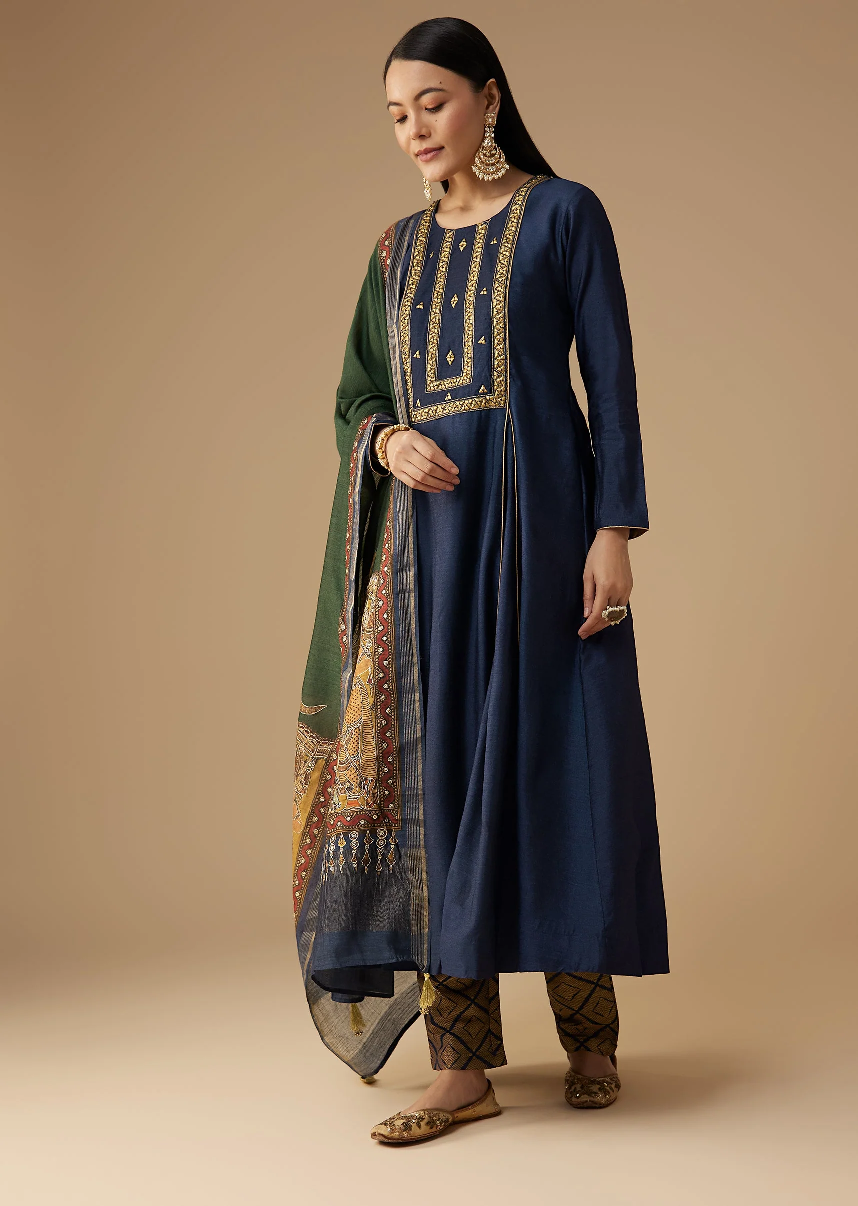 Navy Blue Sequin Work Anarkali Set - Image 2