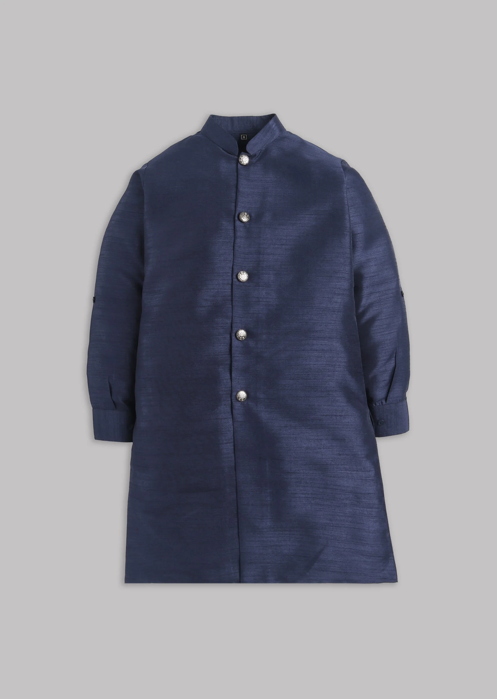 Navy Floral Nehru Jacket Set - Image 3
