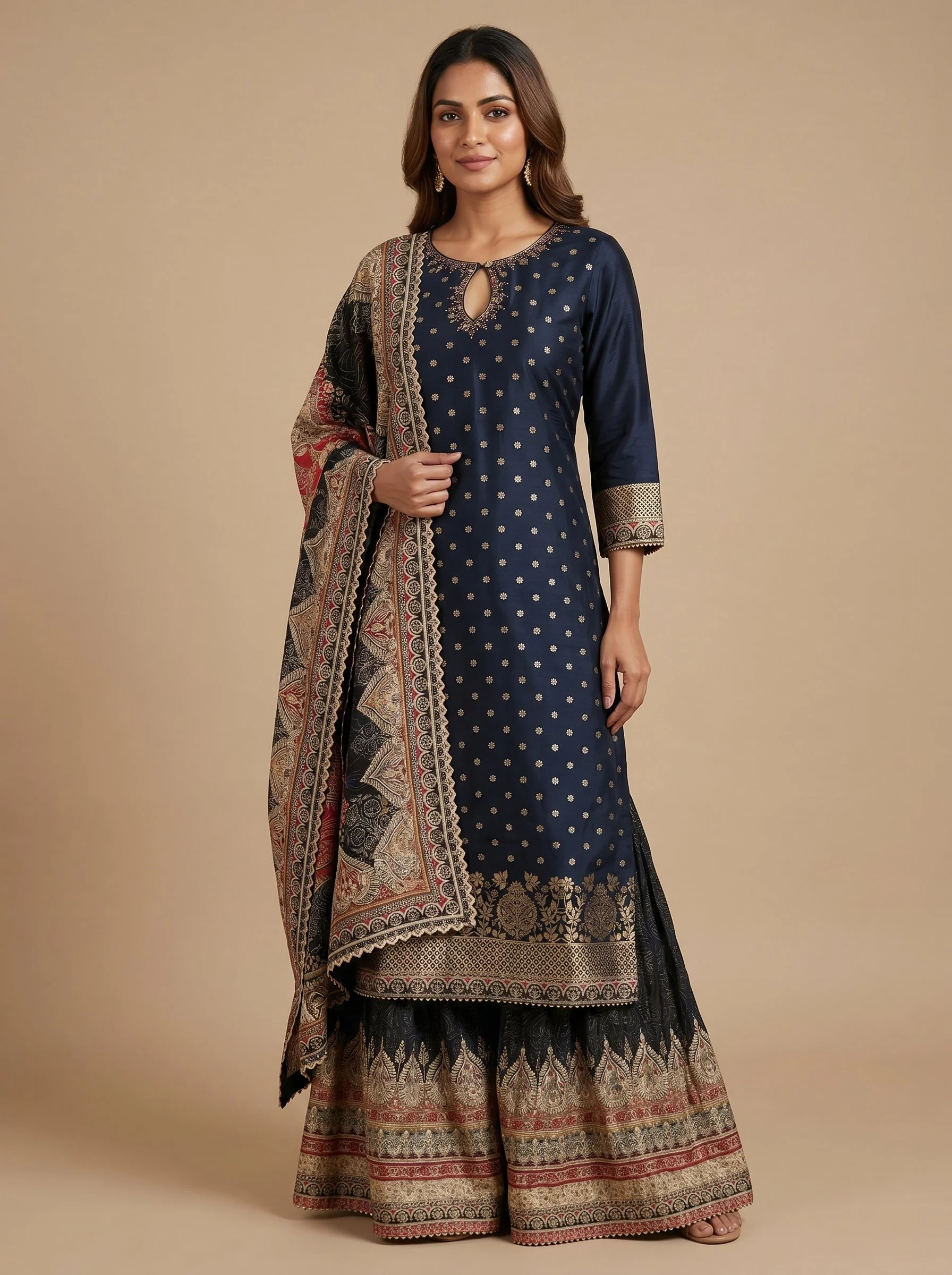 Noir Edge Black Sharara Set