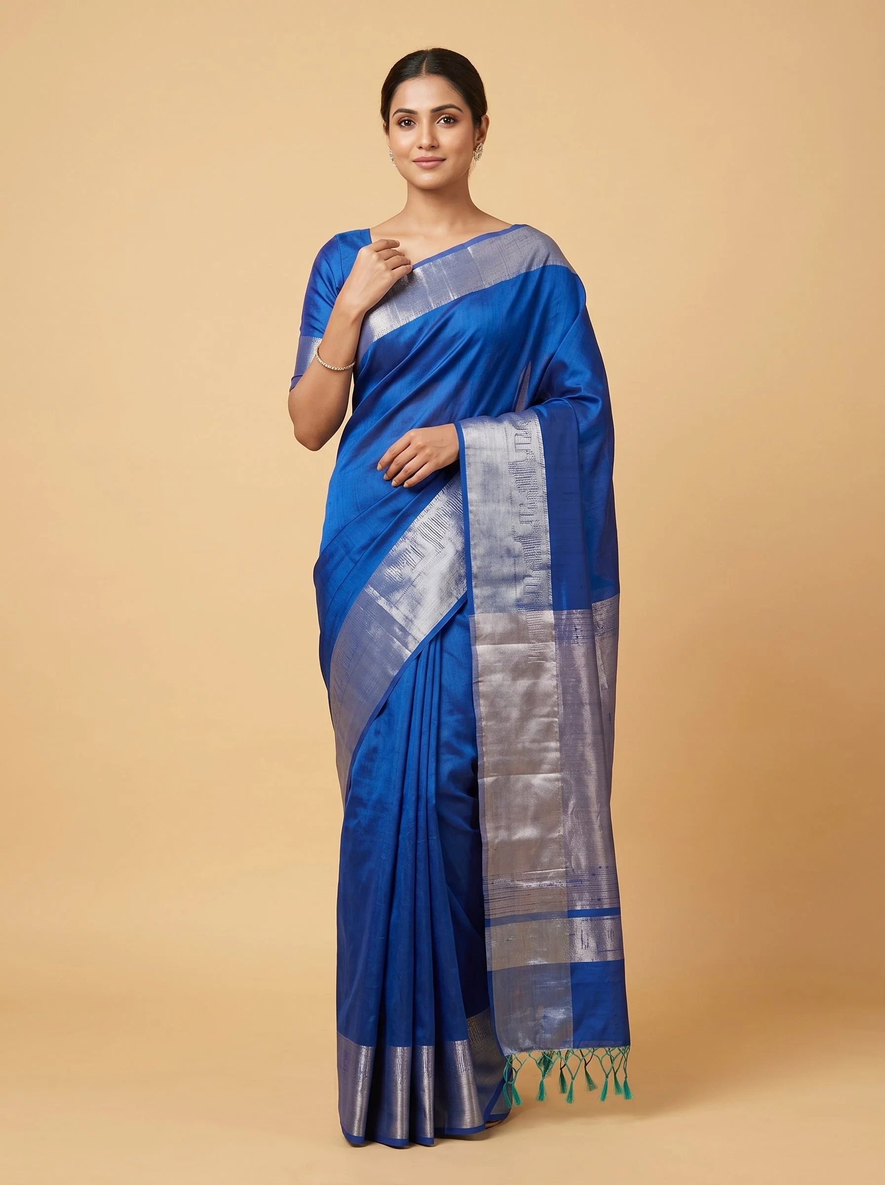 Ocean Flow Blue Handloom Saree