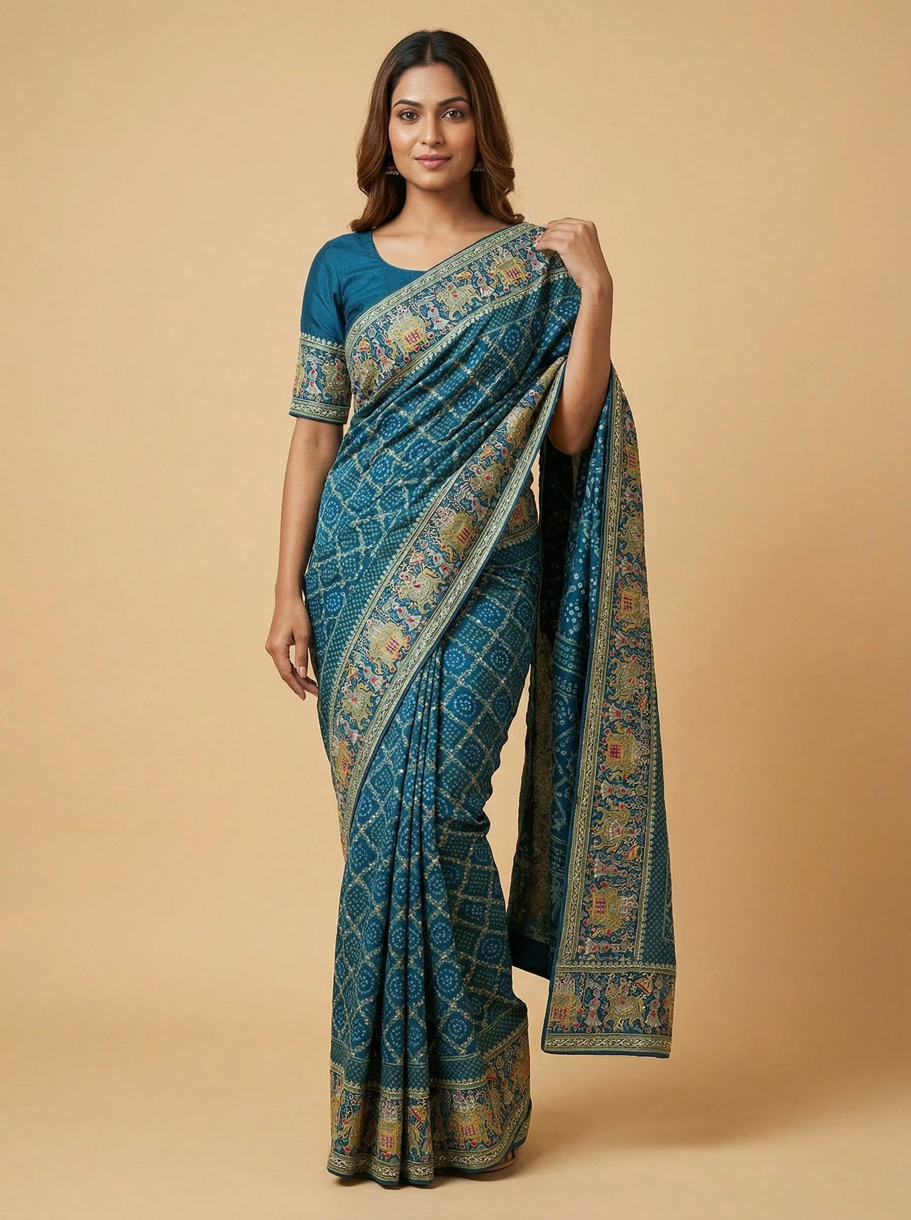 Oceanic Blue Embroidered Saree