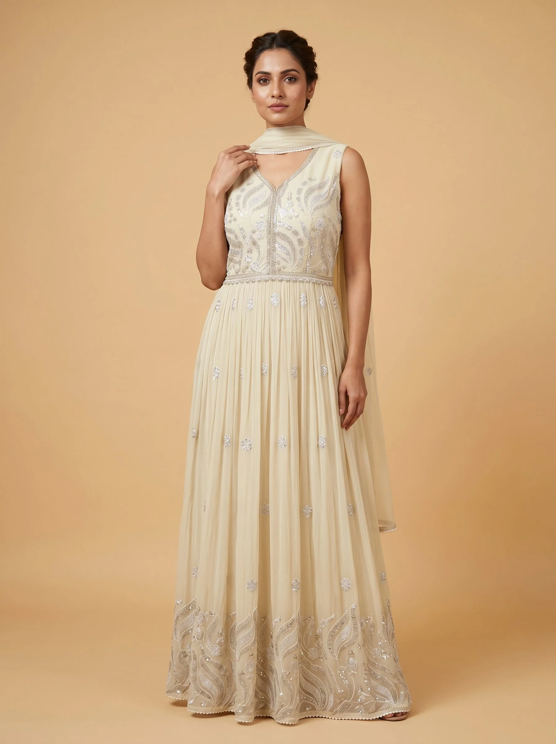 Off White Festive Anarkali Suit