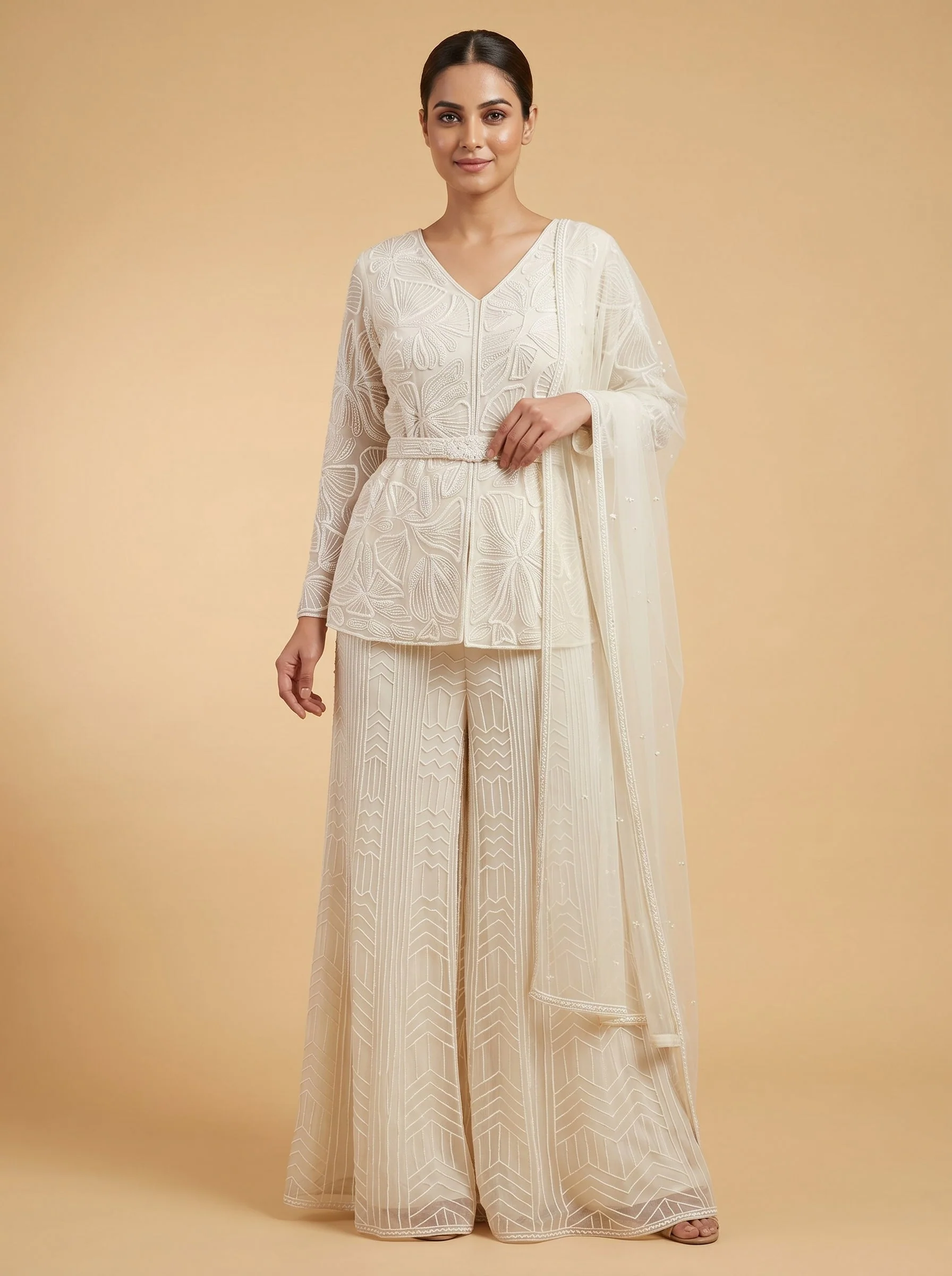 Off-White Glow Sharara Set