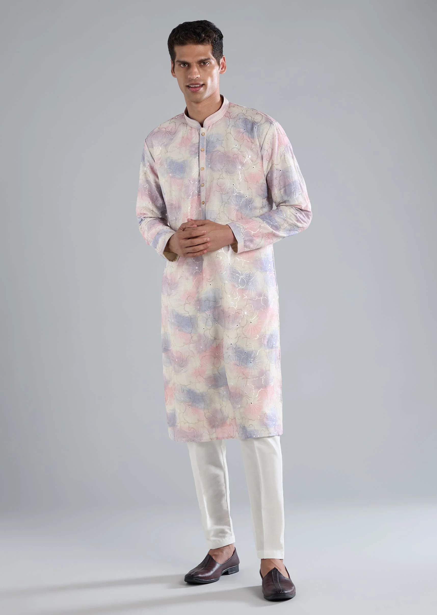 Off White Kurta Set With Thread Resham And Sequin Detailing - Image 2