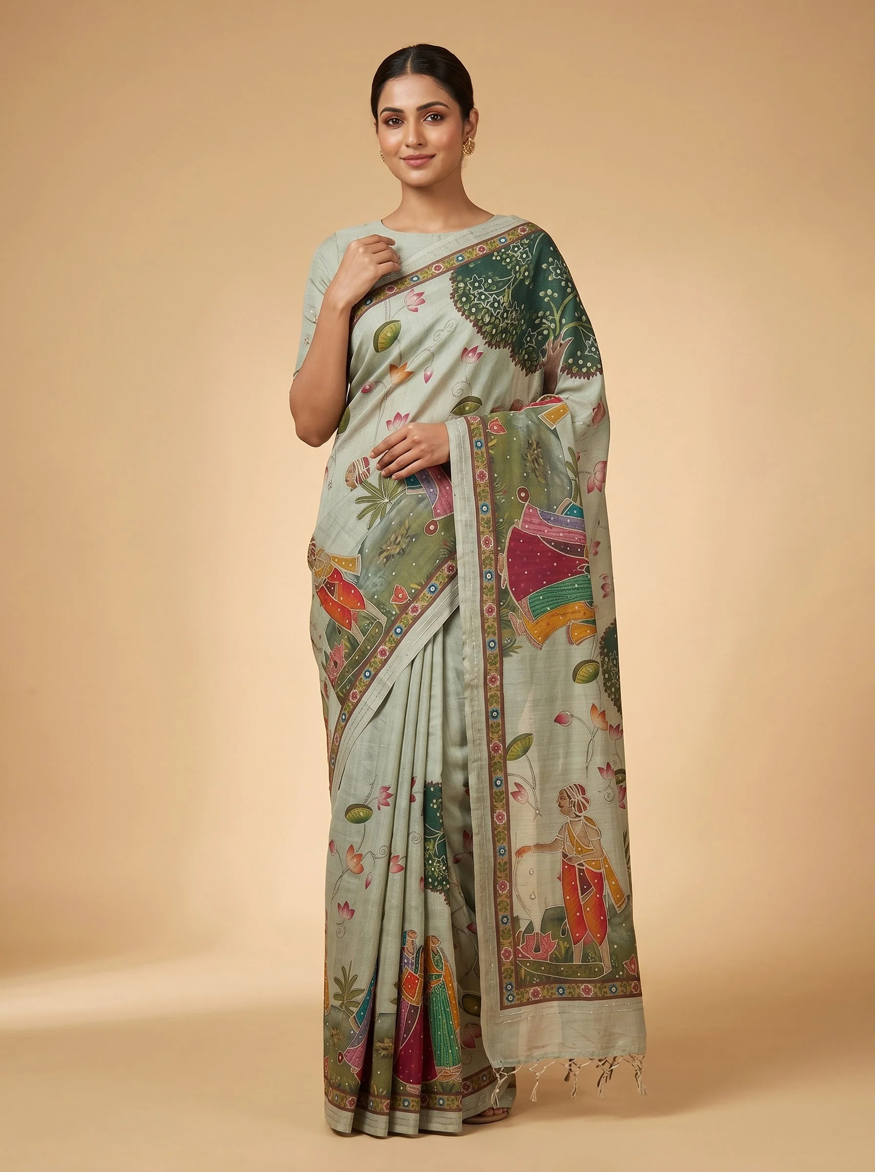 Off White Subtle Glow Embroidered Saree