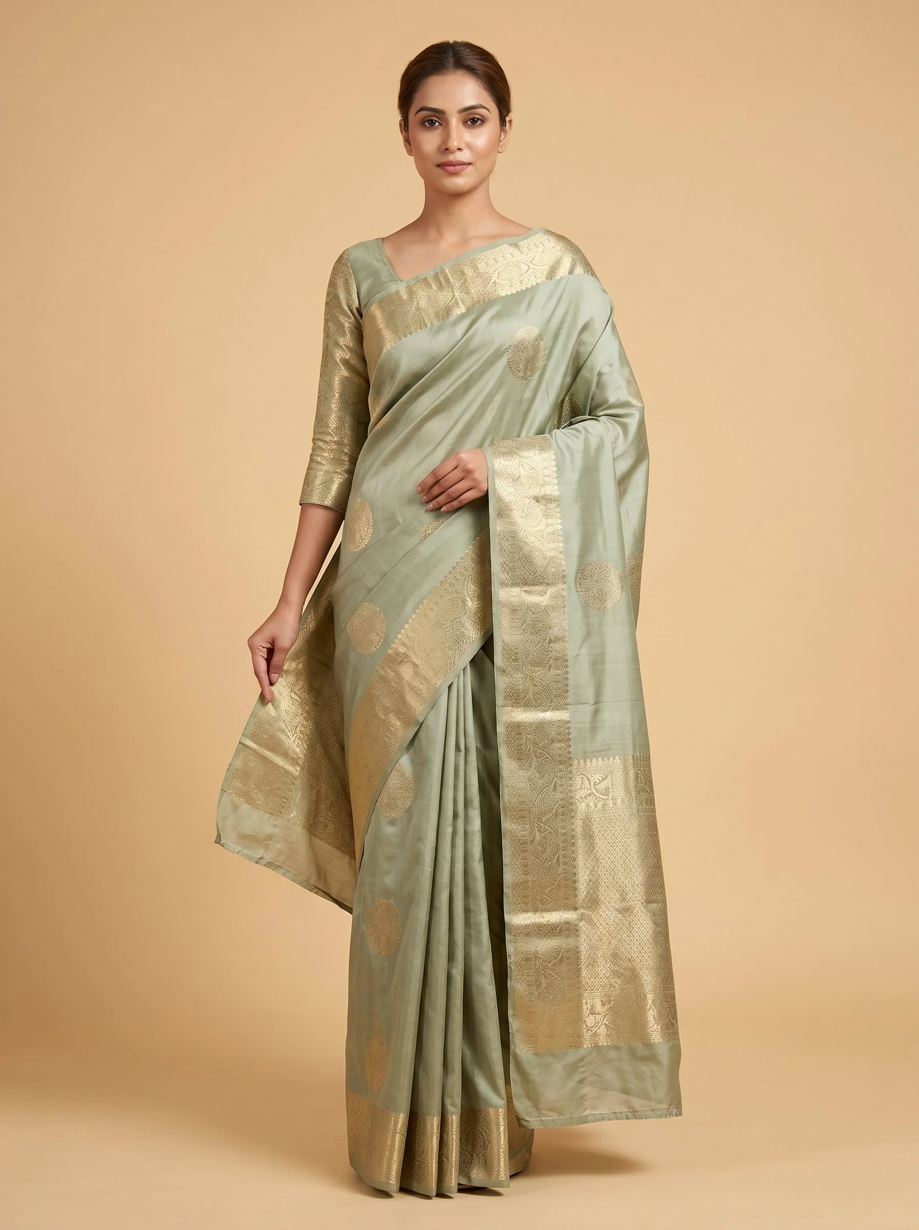 Olive Grey Contemporary Handloom Saree