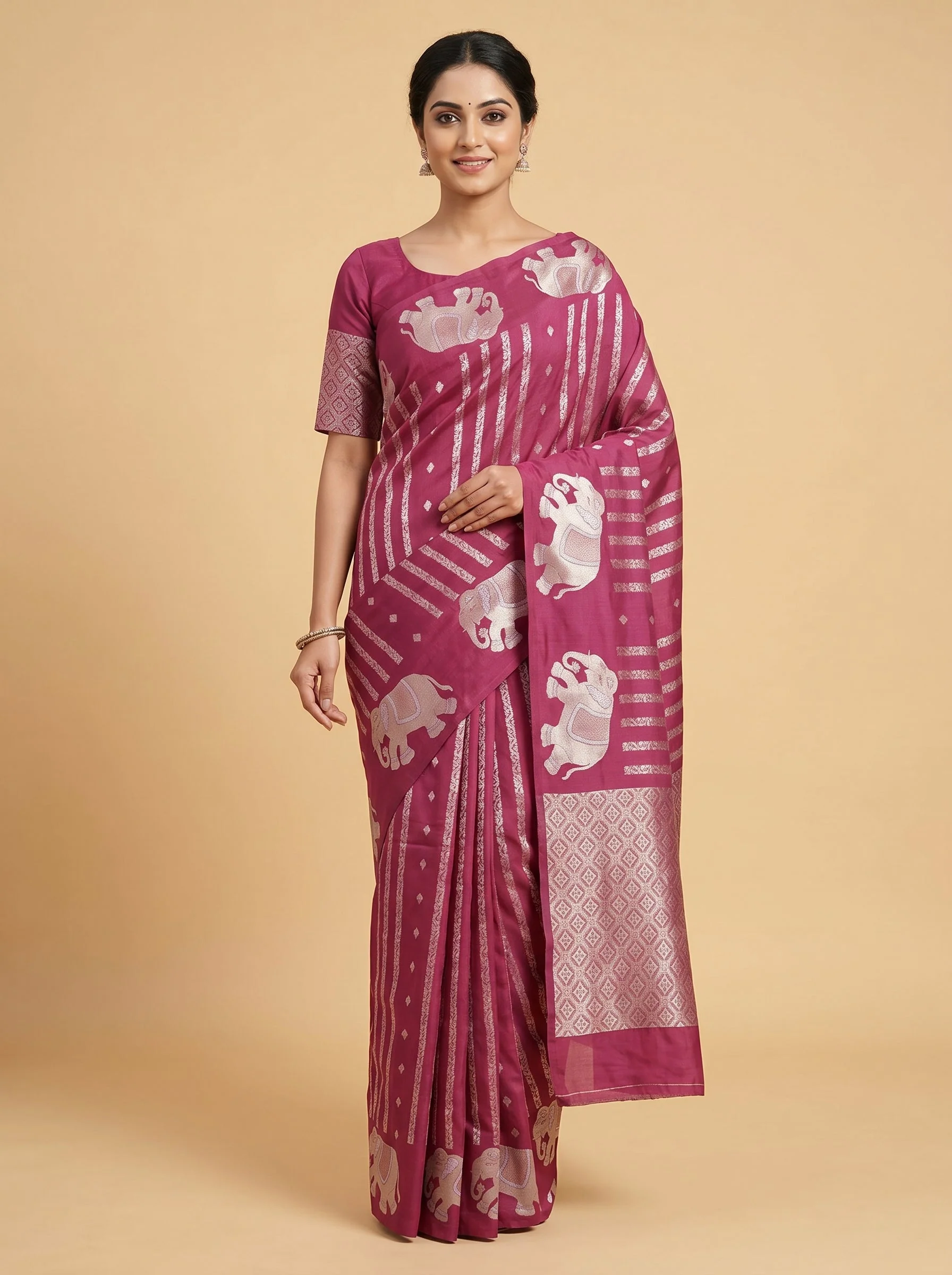 Onion Pink Blush Weave Handloom Saree