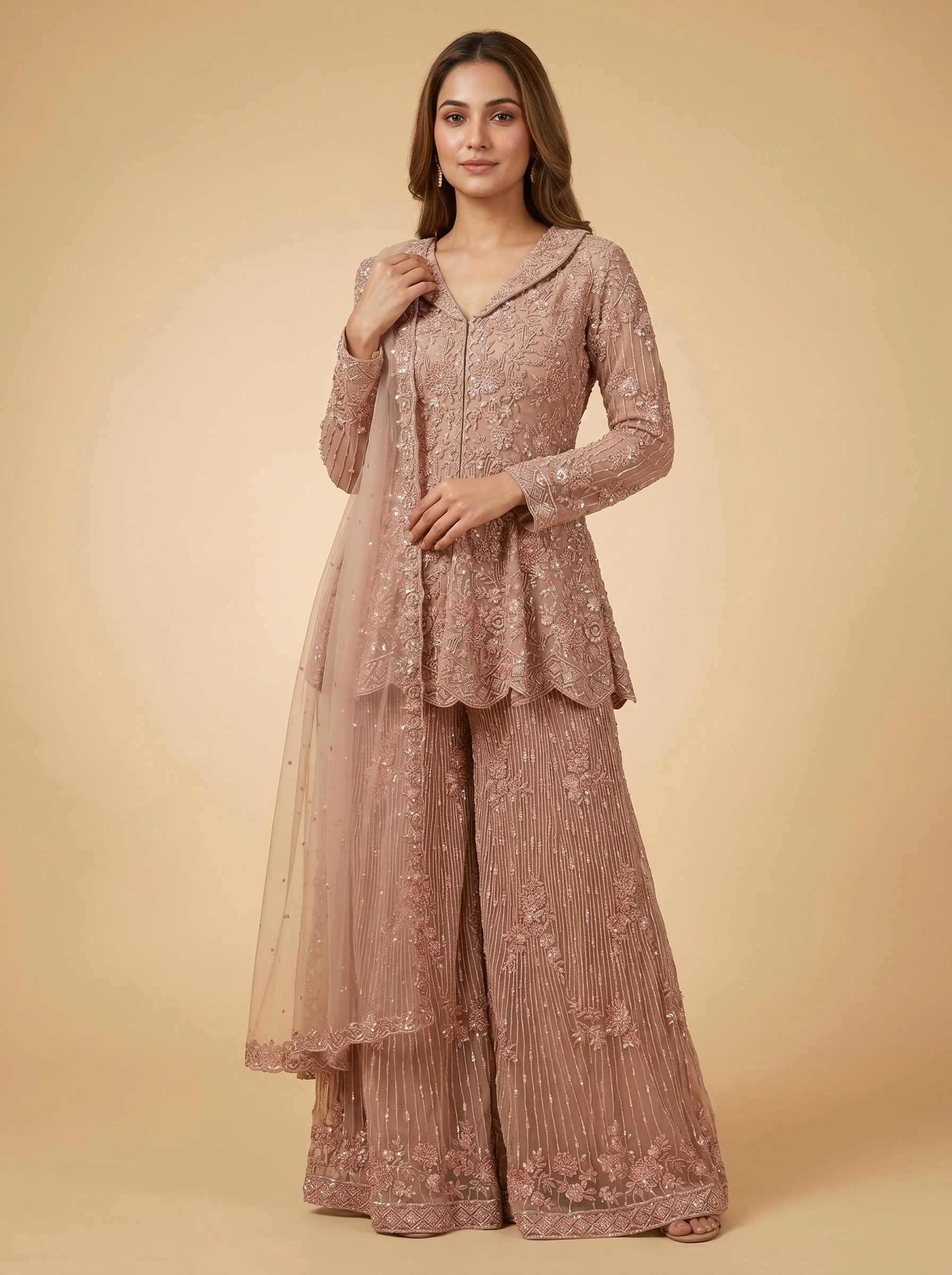 Onion Pink Embroidery Suit