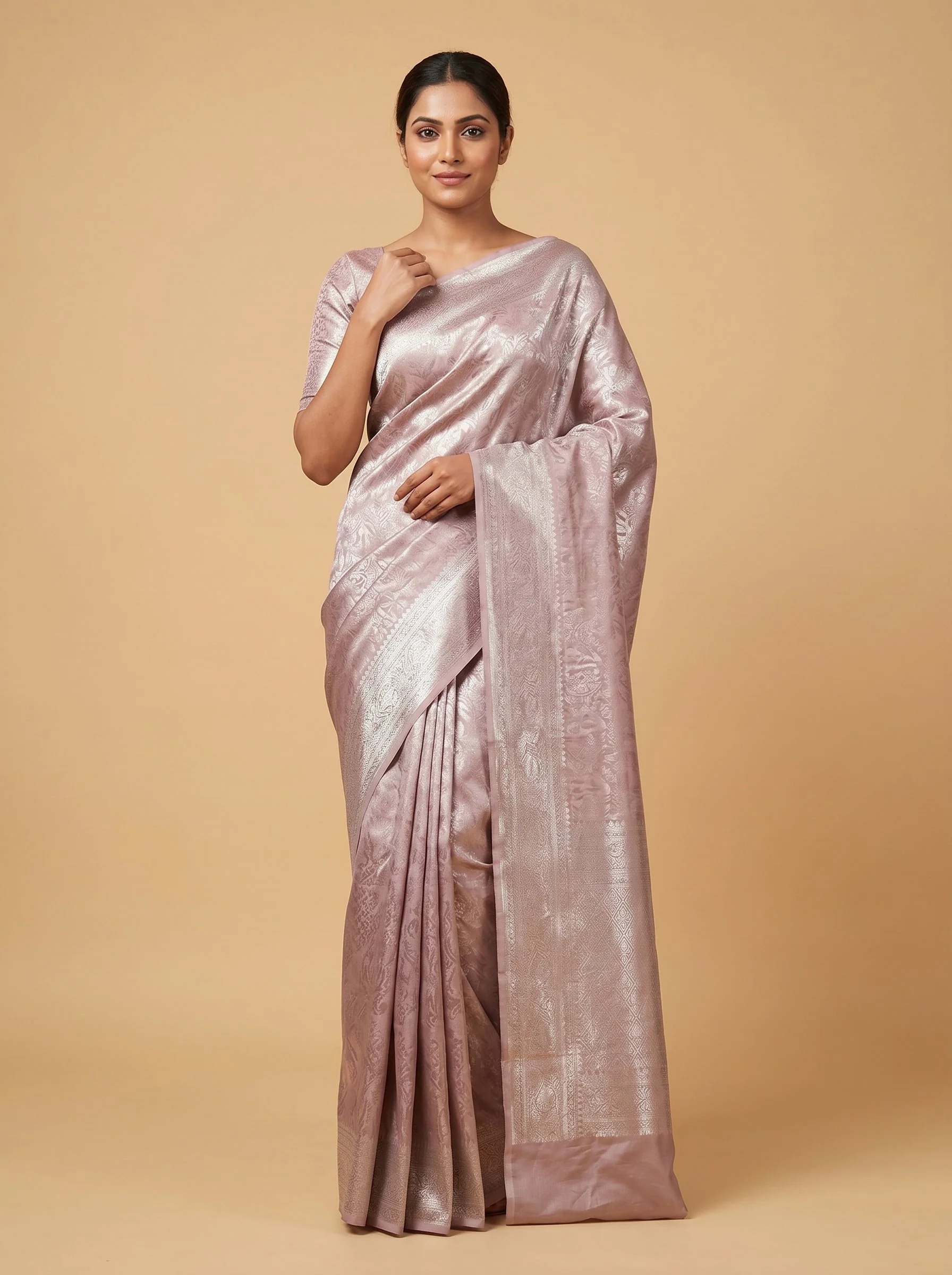 Onion Pink Haze Handloom Saree
