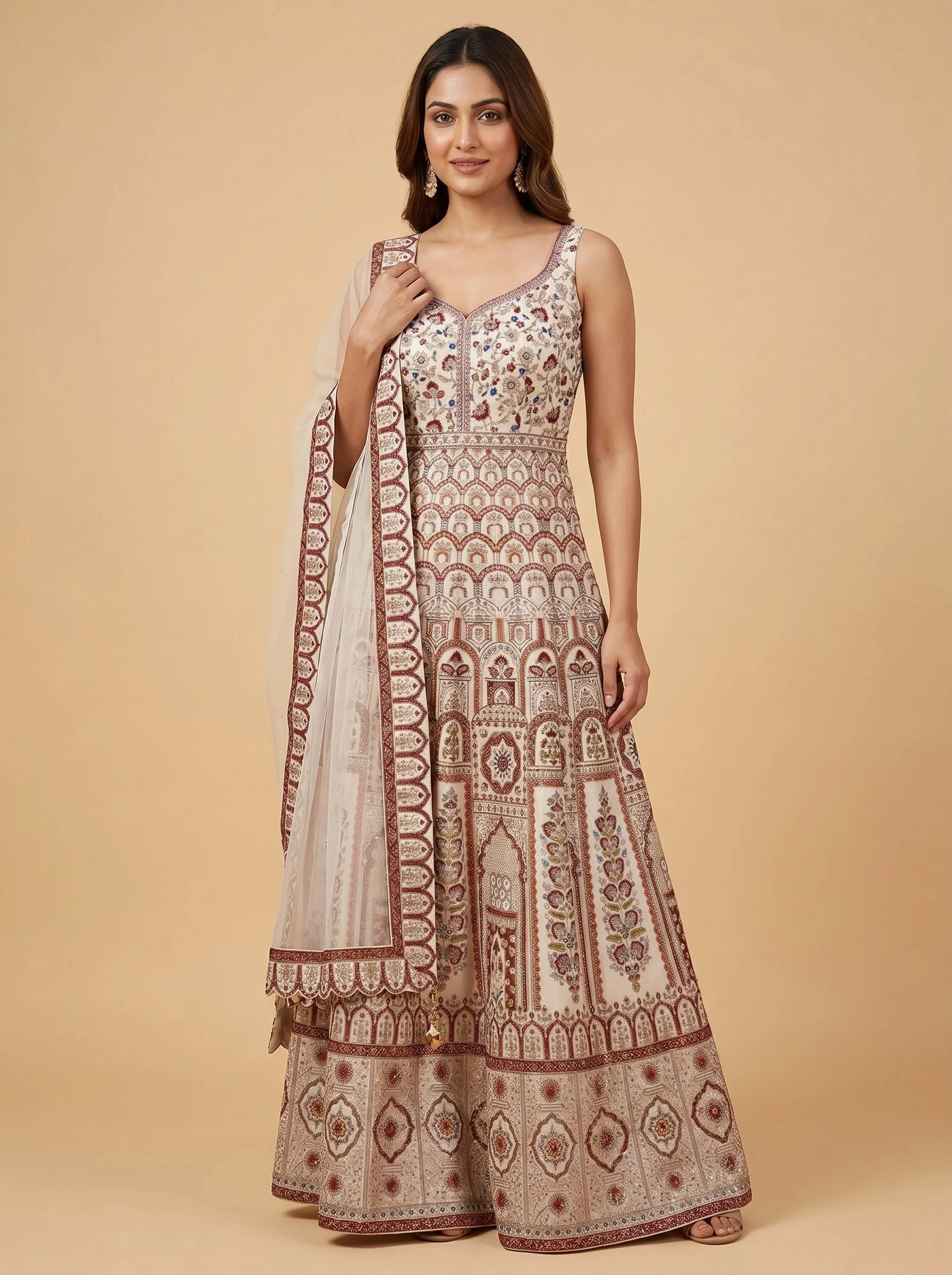 Opal Ivory Anarkali Pant Set