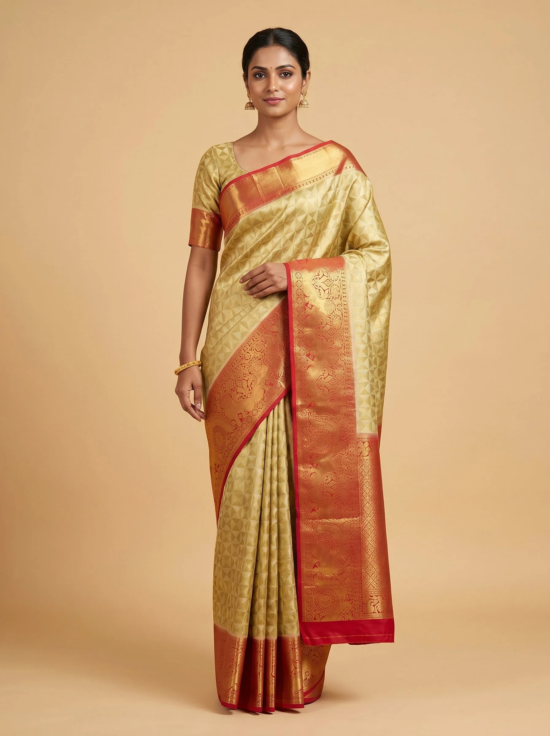 Opulent Gold Red Handloom Saree