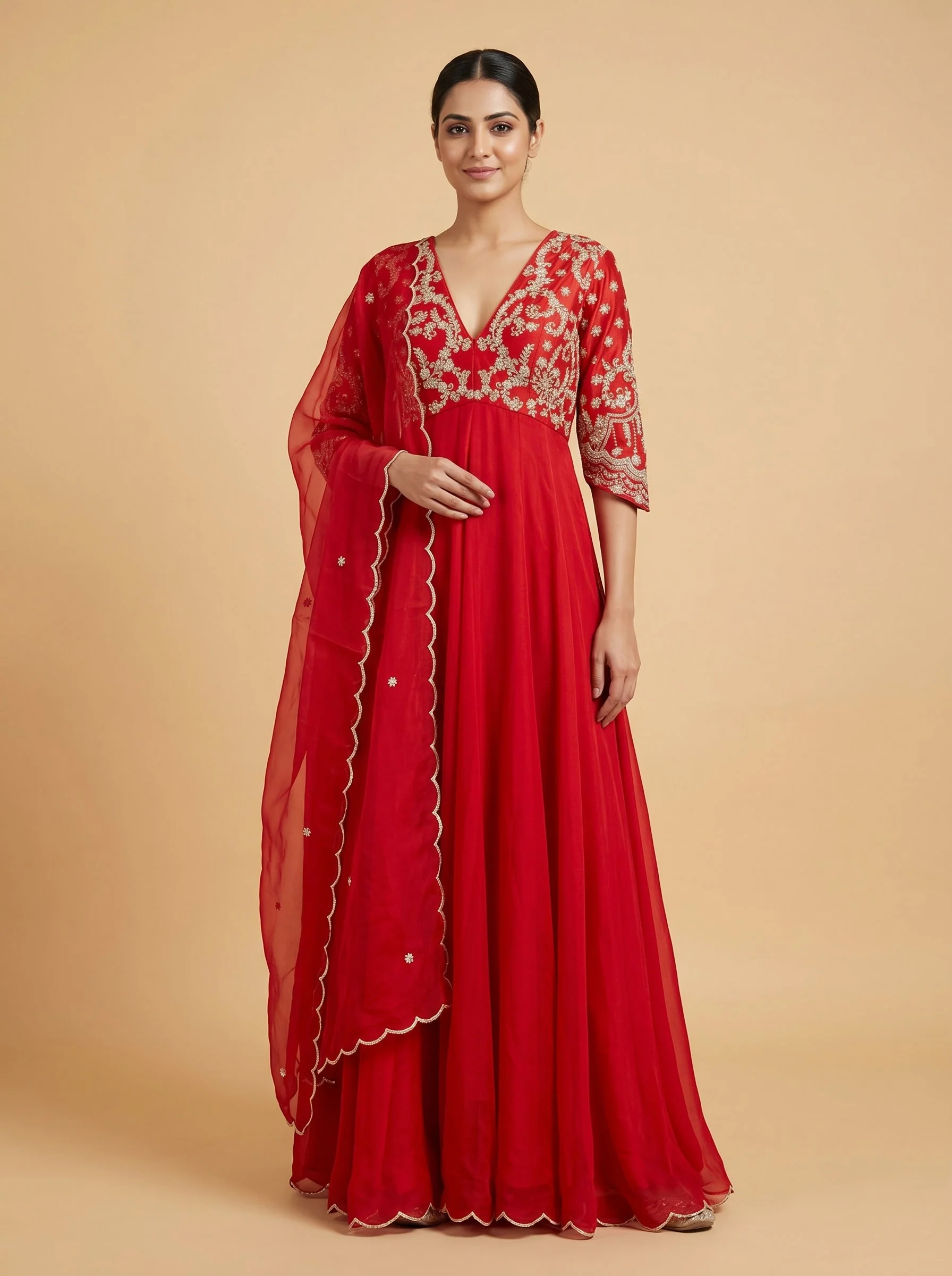 Orange Burst Anarkali