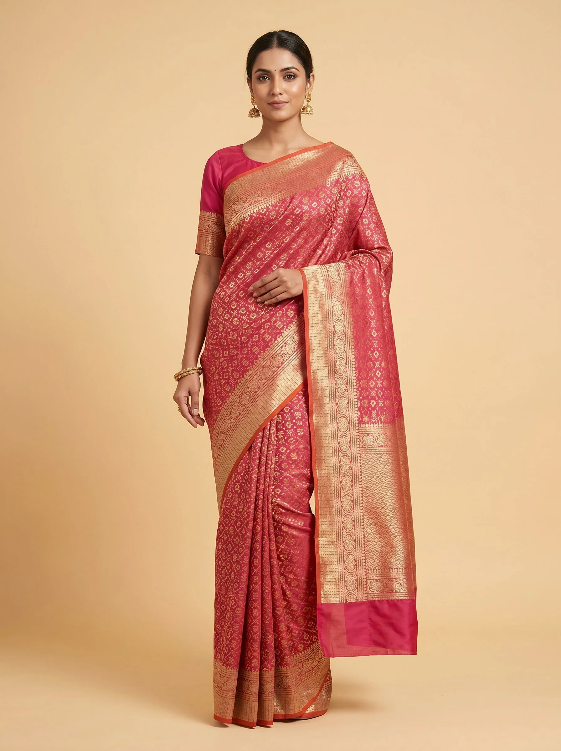 Orange Citrus Ember Handloom Saree