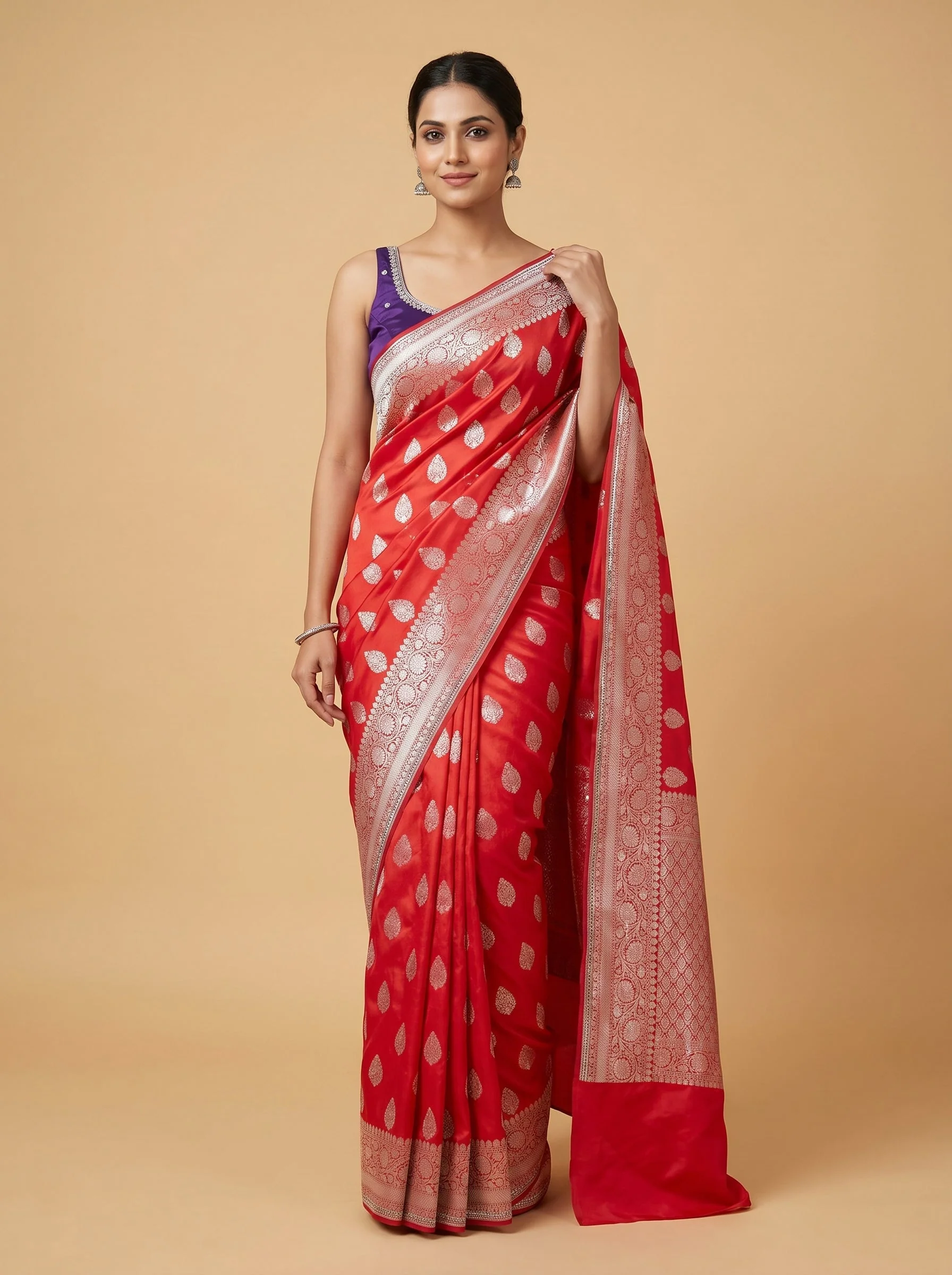 Orange Citrus Spark Embroidered Saree