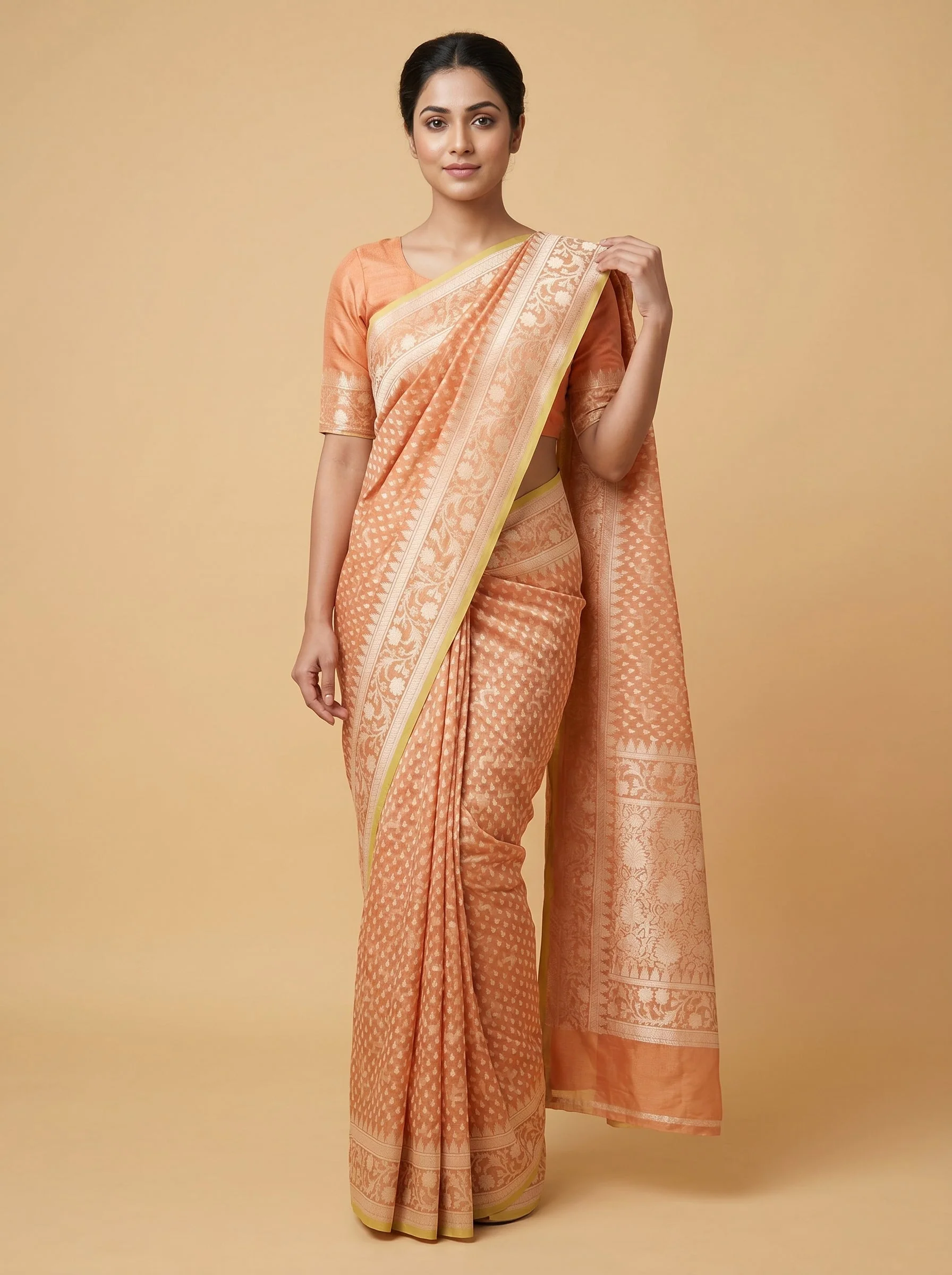 Orange Ember Tone Handloom Saree
