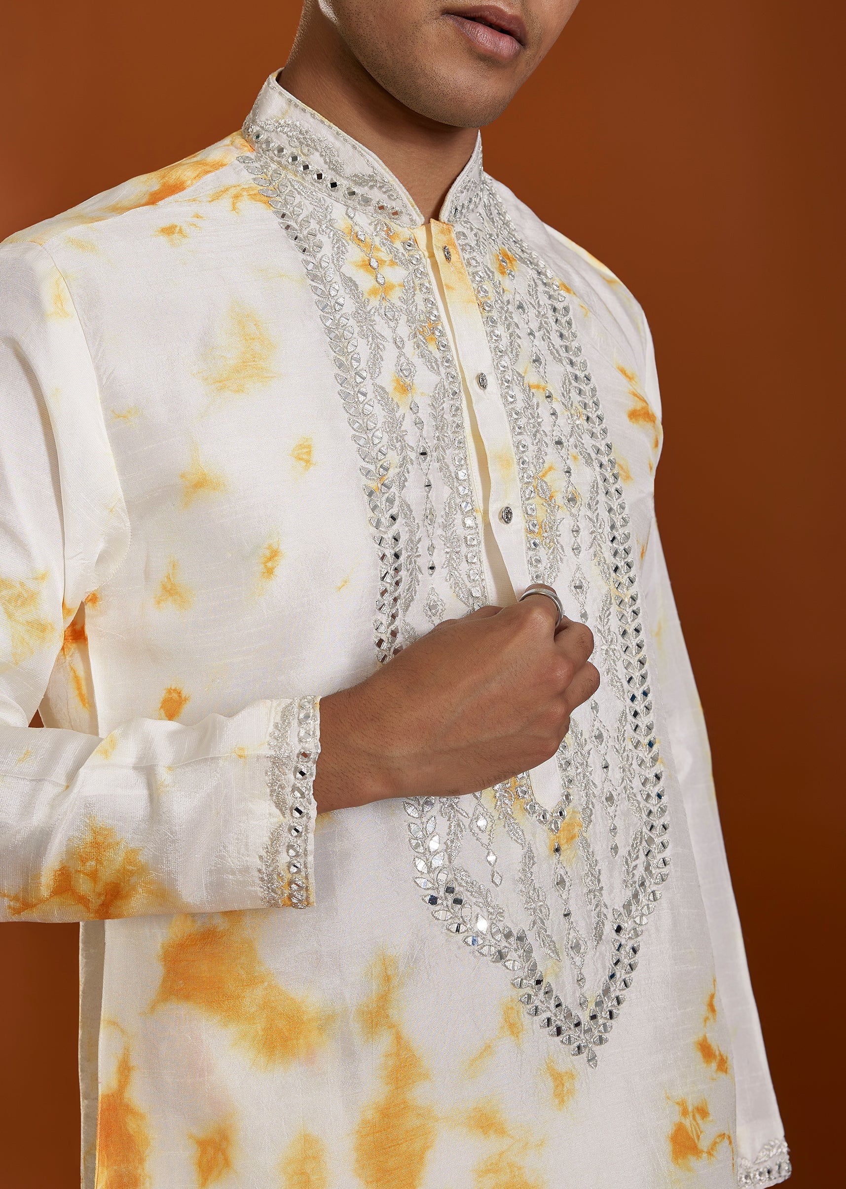 Orange Embroidered Viscose Kurta Set With Dupatta - Image 2