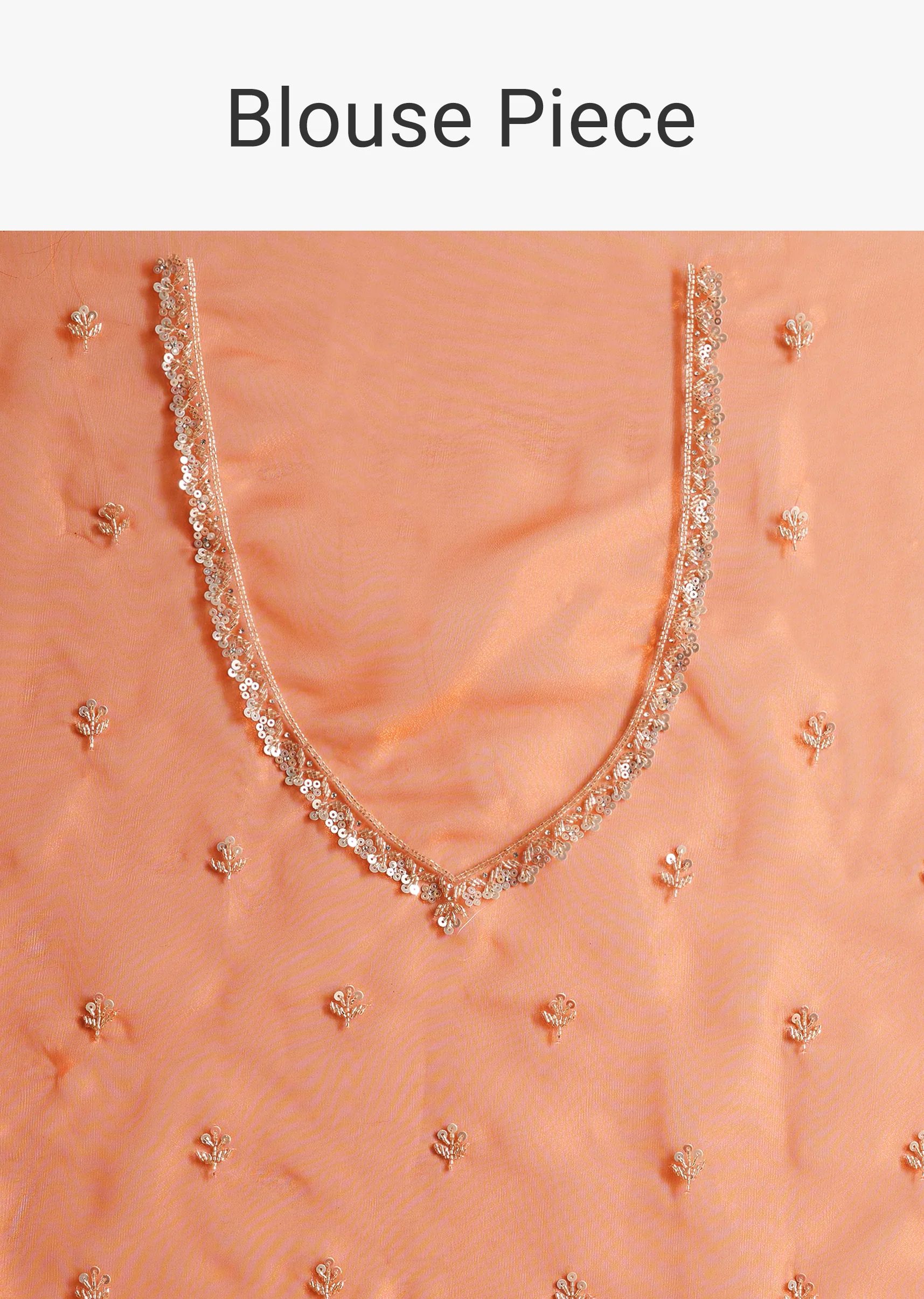 Orange Glass Tissue Saree With Cutdana And Sequins Scallop Border - Image 9