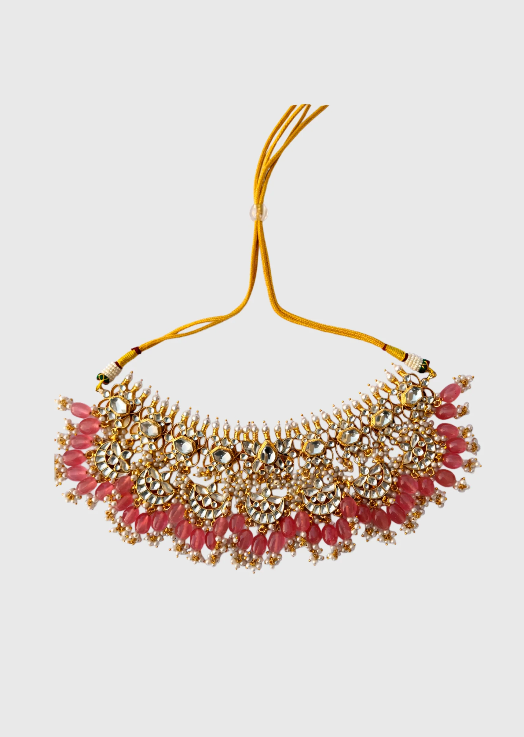 Orange Kundan Necklace Set - Image 2