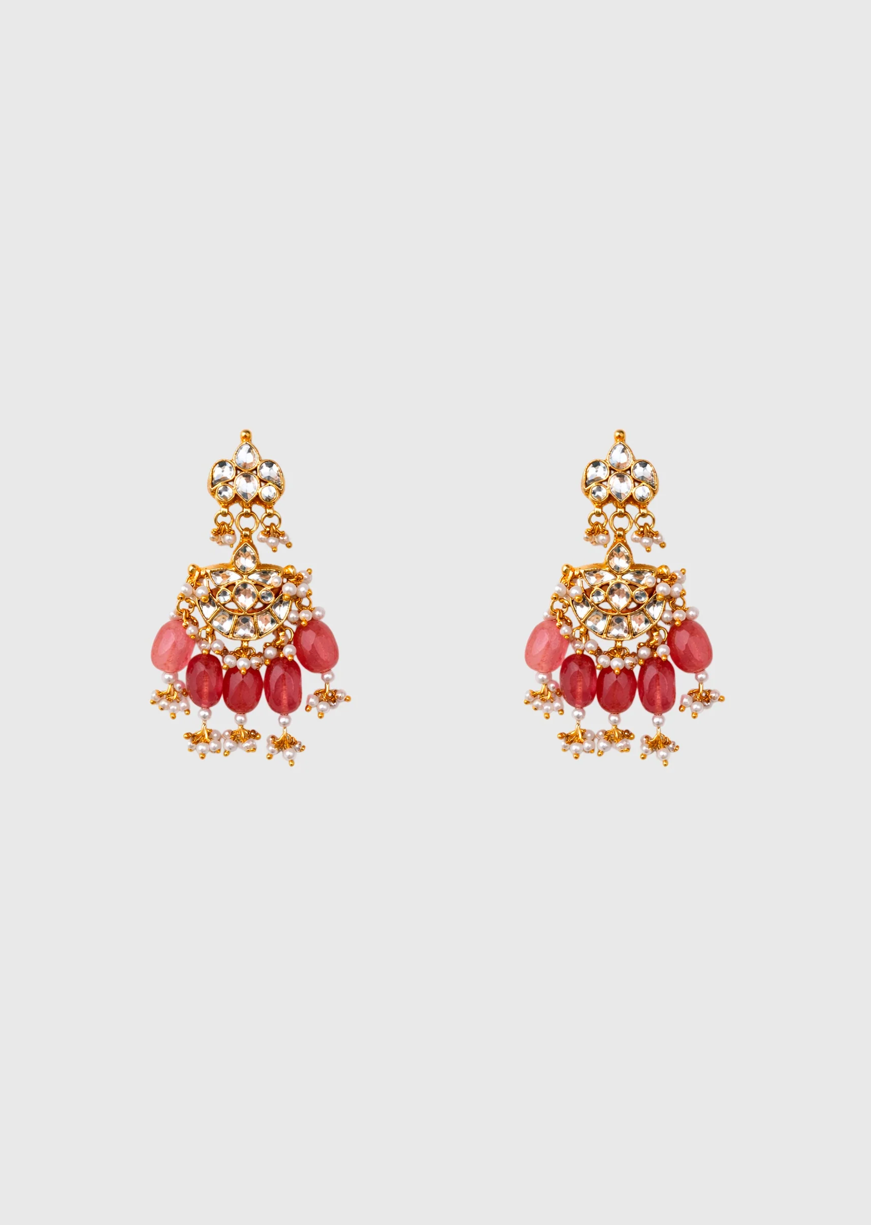 Orange Kundan Necklace Set - Image 3