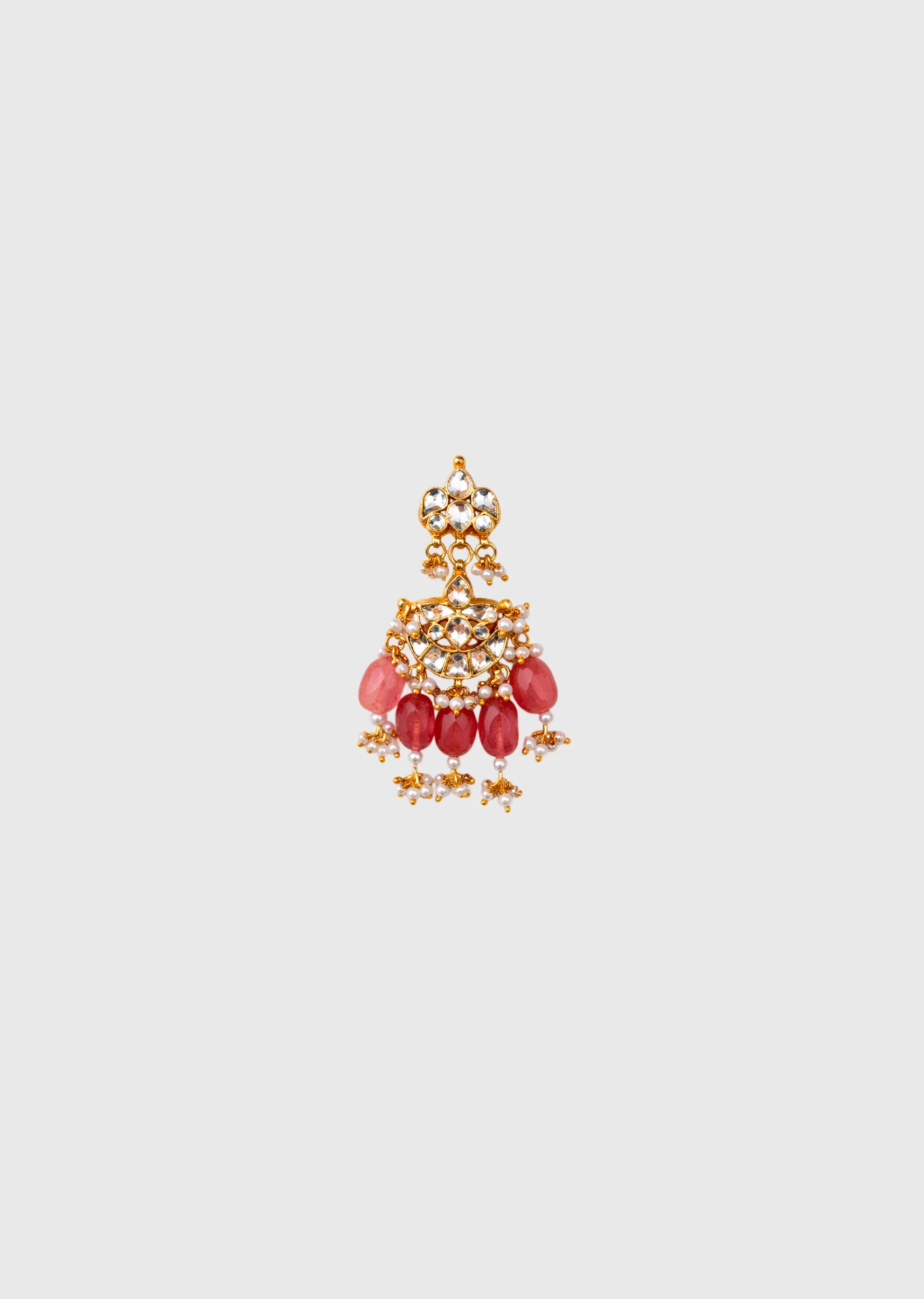 Orange Kundan Necklace Set - Image 4
