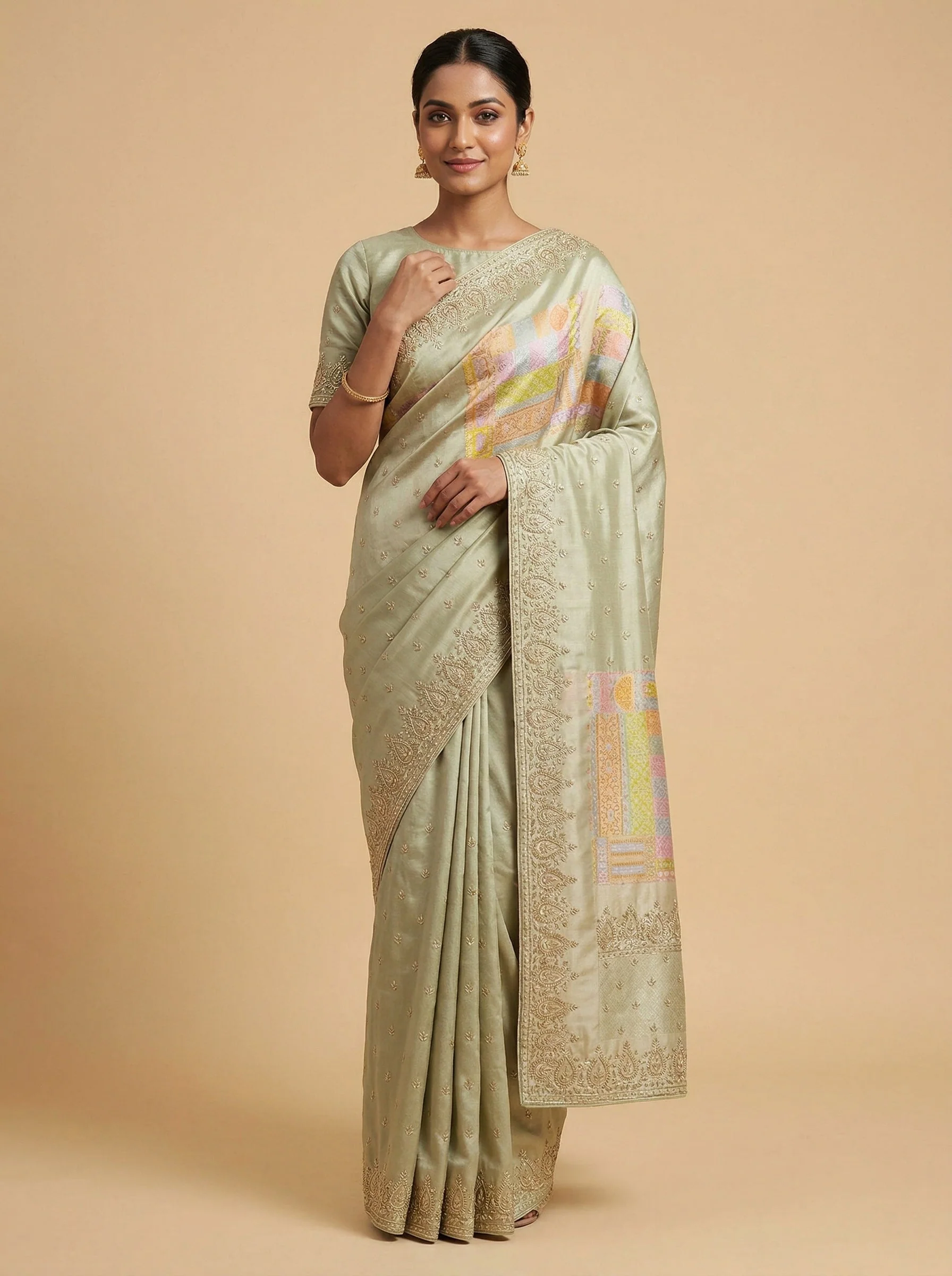 Orange Punchy Embroidered Saree