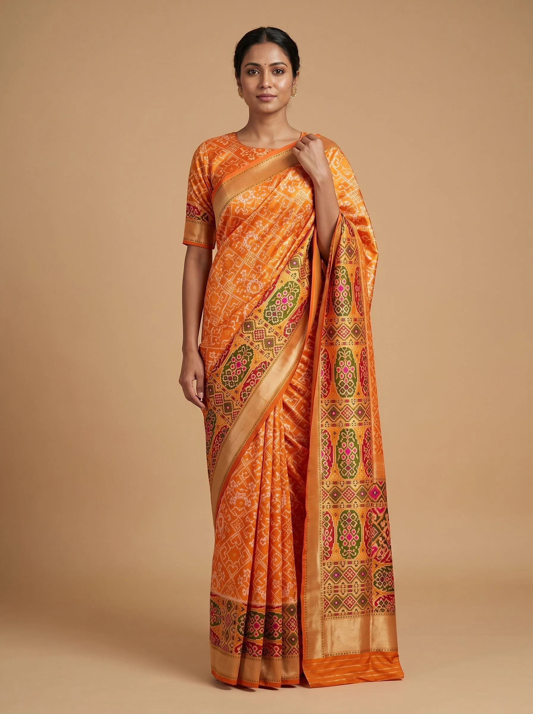 Orange Radiant Flow Handloom Saree