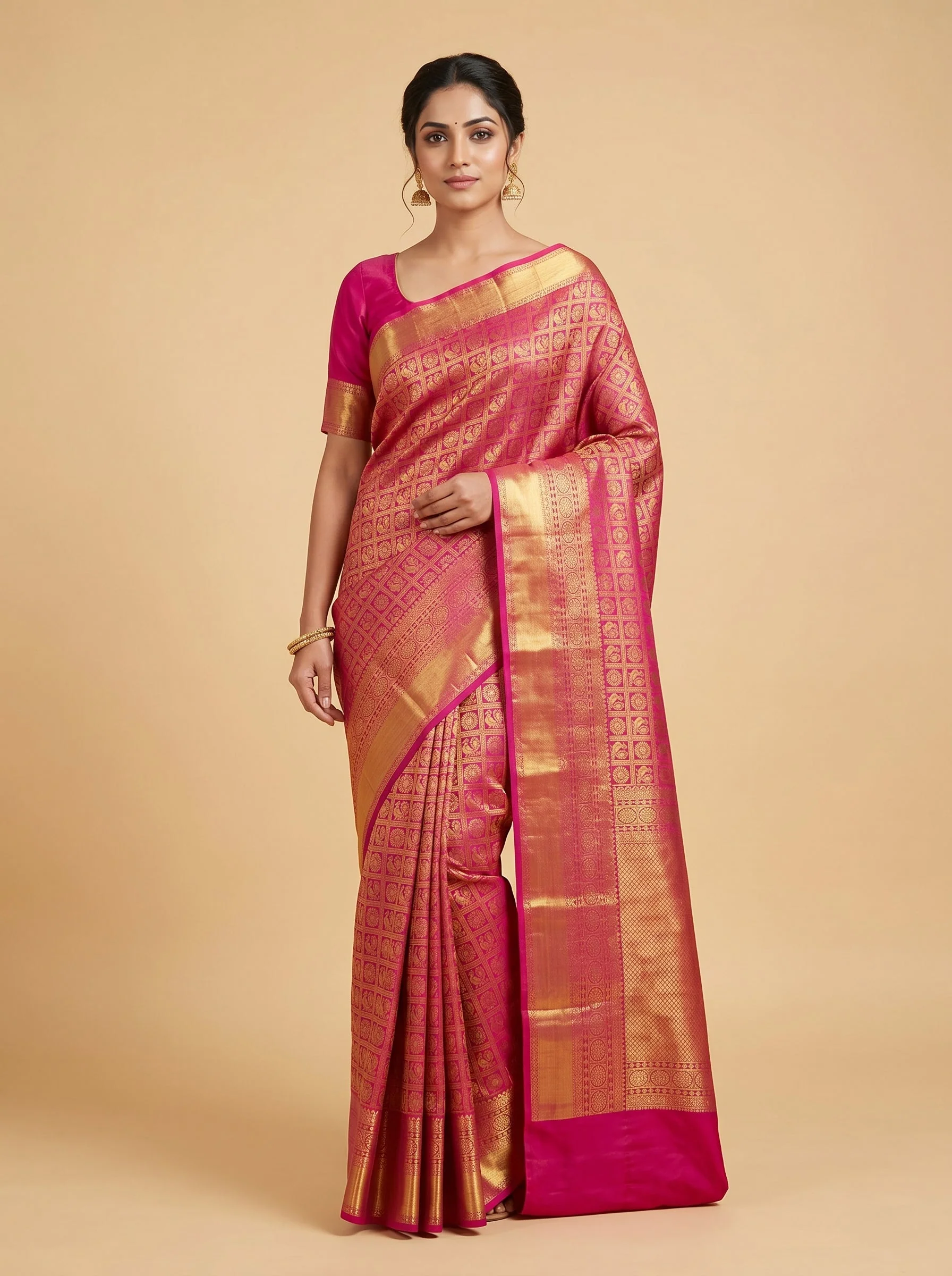 Orange Rani Burst Handloom Saree