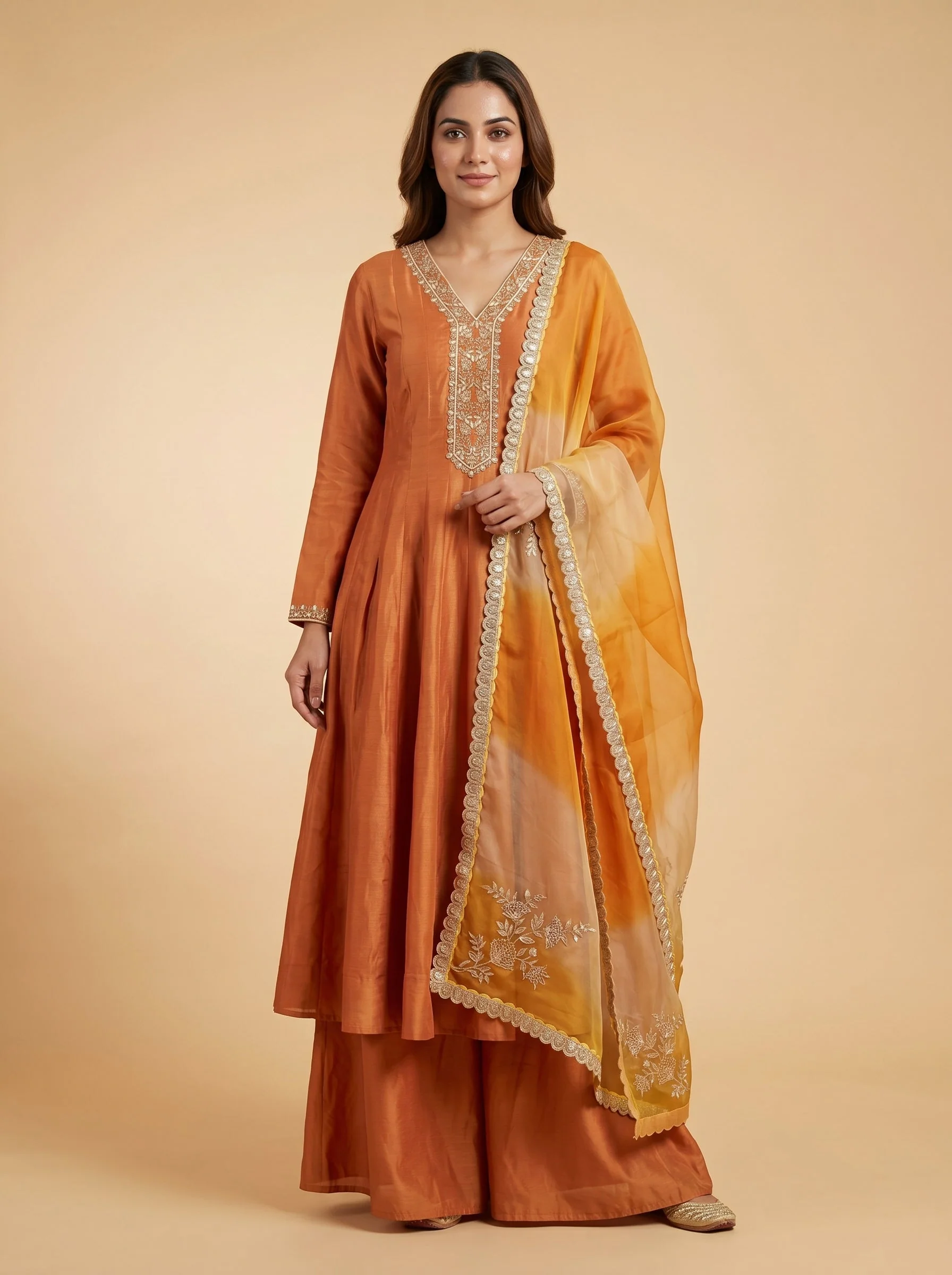 Orange Saffron Grace Anarkali Suit