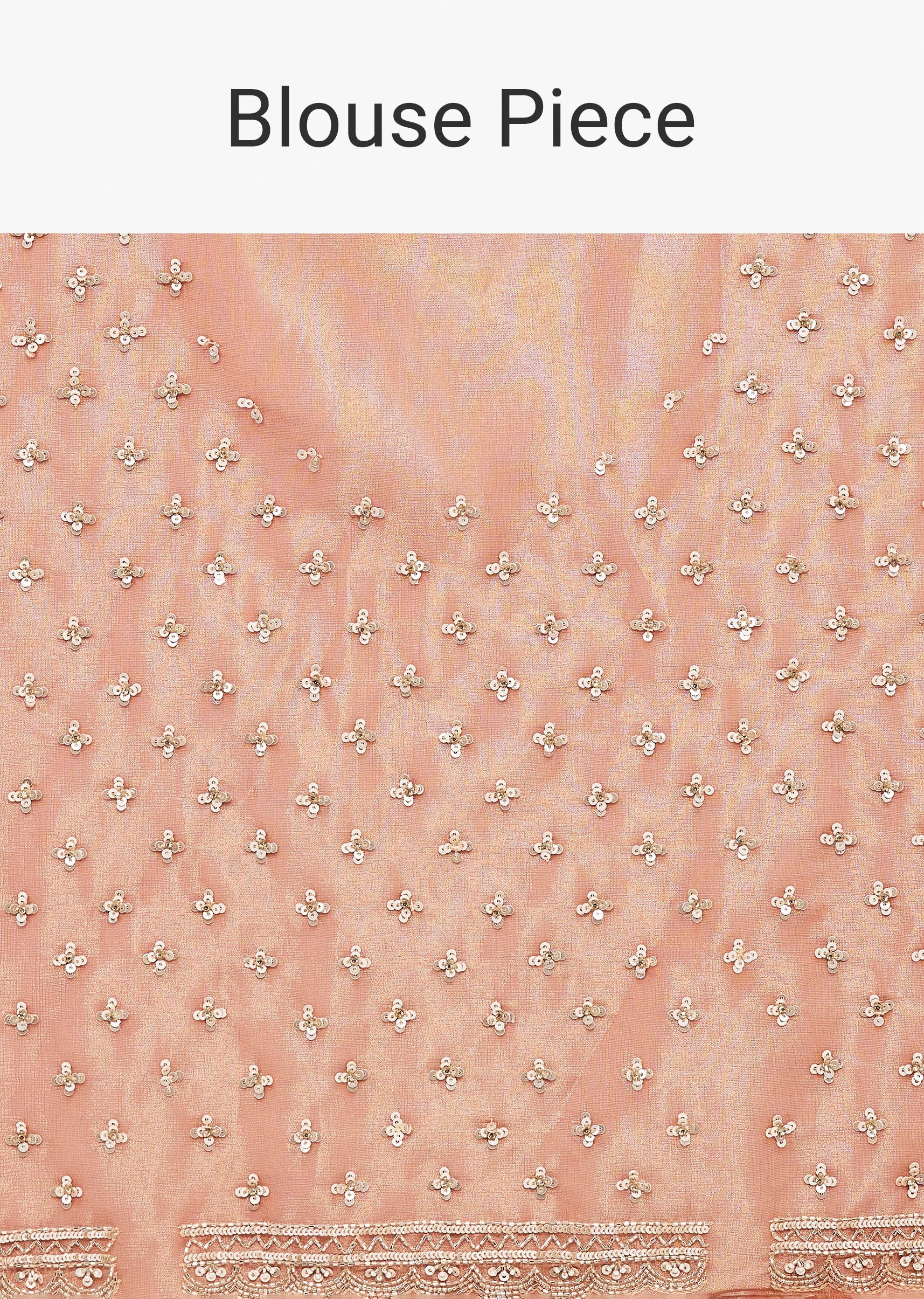 Orange Tissue Saree With Sequins Jaal Embroidery - Image 8