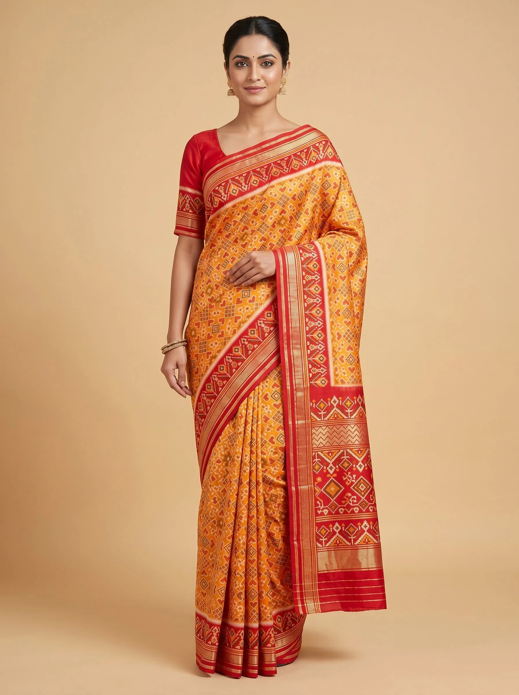 Orange Warm Weave Handloom Saree