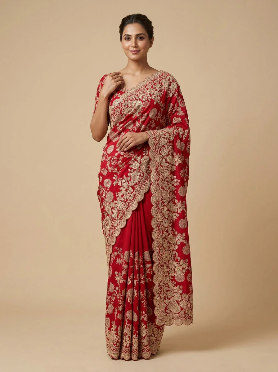Oxblood Maroon Deep Luxe Saree