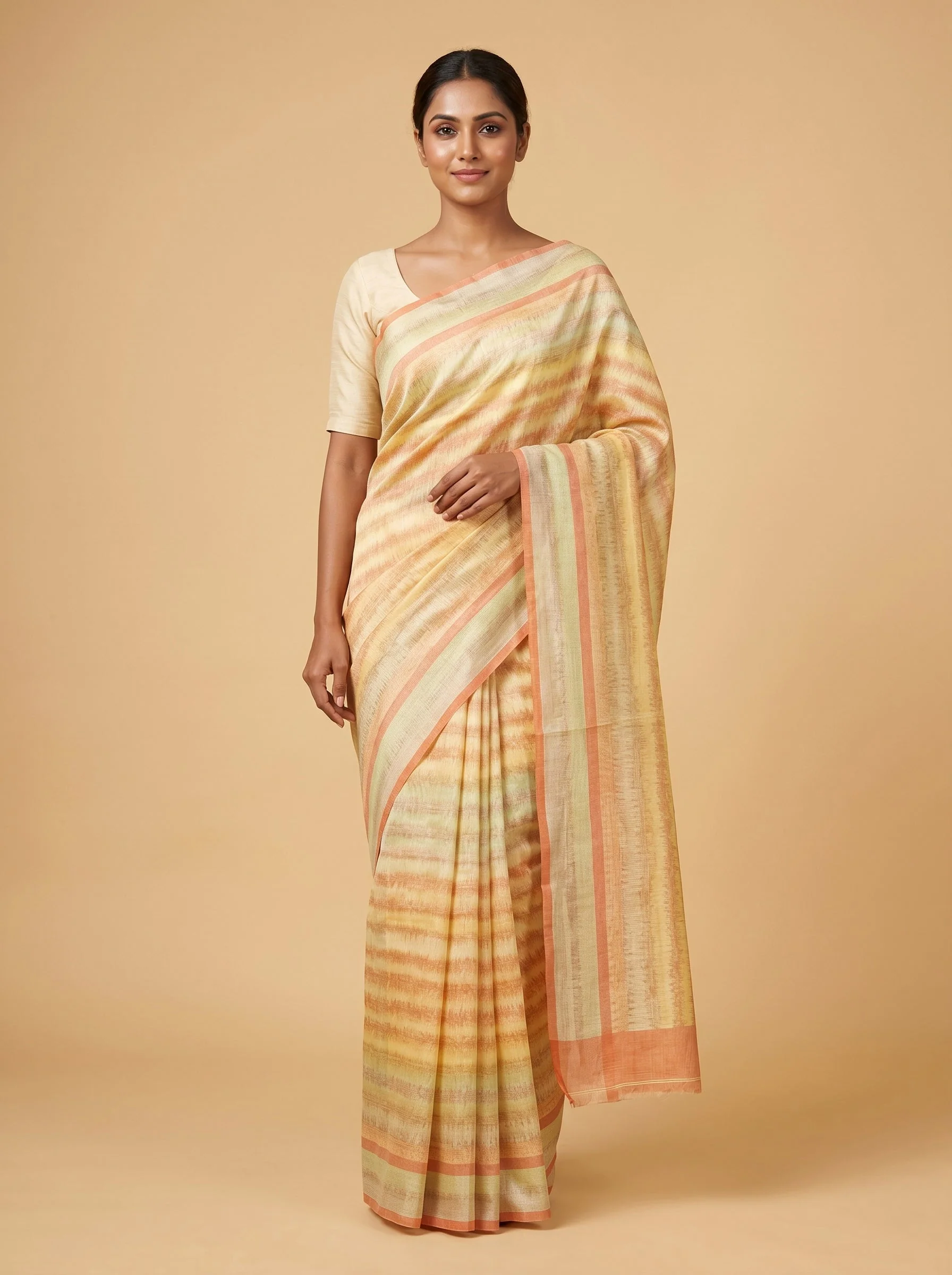 Pale Yellow Handloom Saree