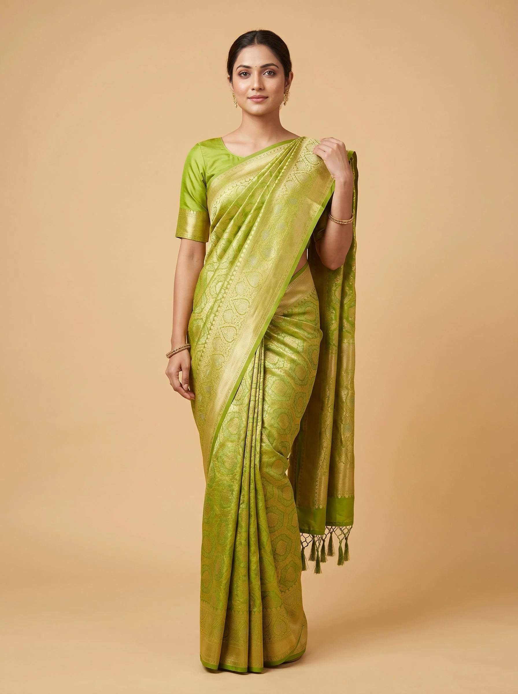 Parrot Green Bright Energy Handloom Saree