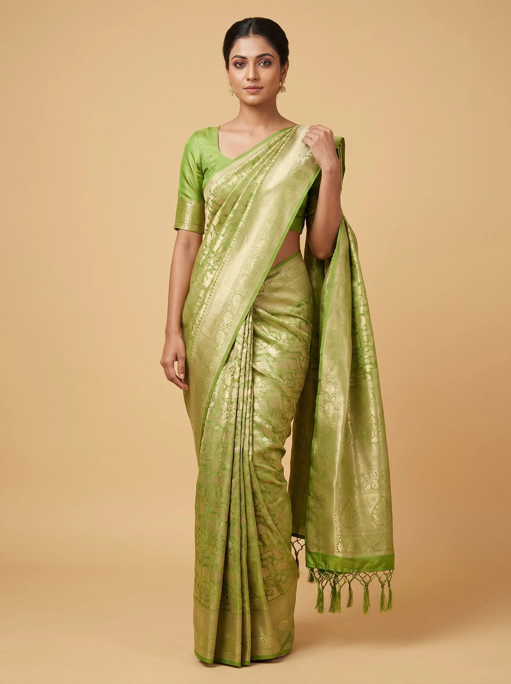 Parrot Green Electric Pop Handloom Saree