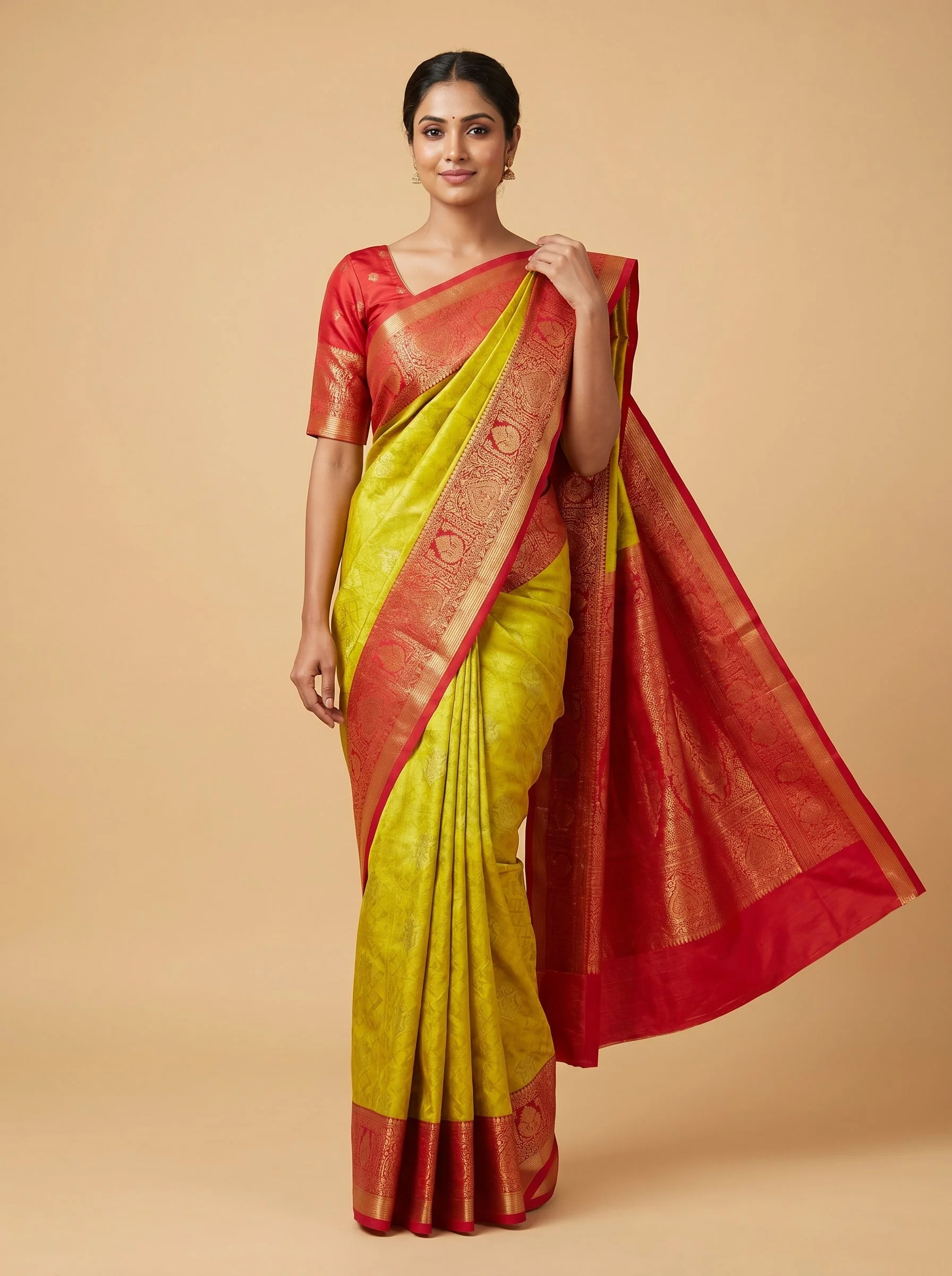 Parrot Green Fresh Glow Handloom Saree