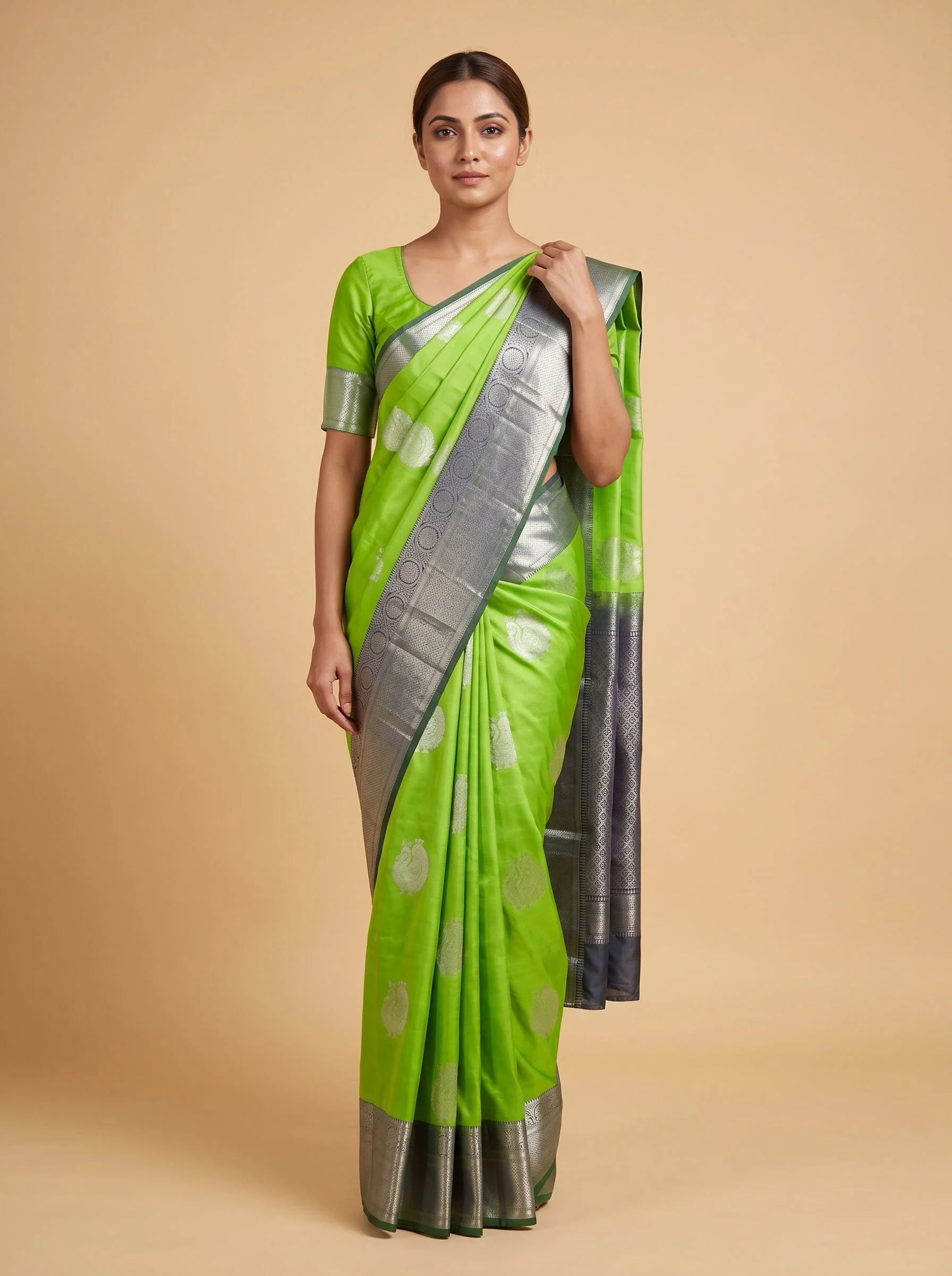 Parrot Green Pop Saree