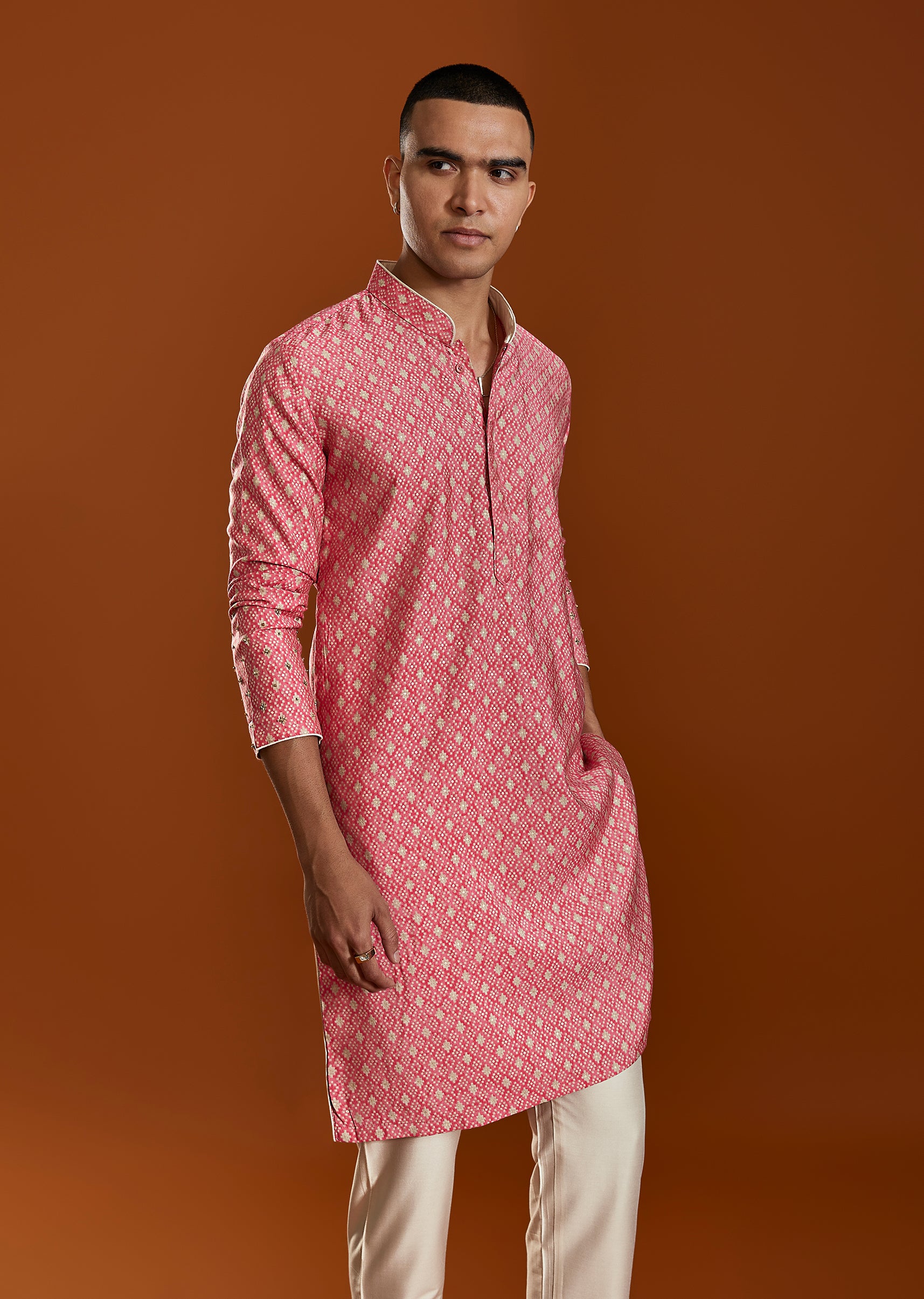 Pastel Statement Duo – Peplum Palazzo Set For Her And Jacket Kurta Set For Him - Image 8