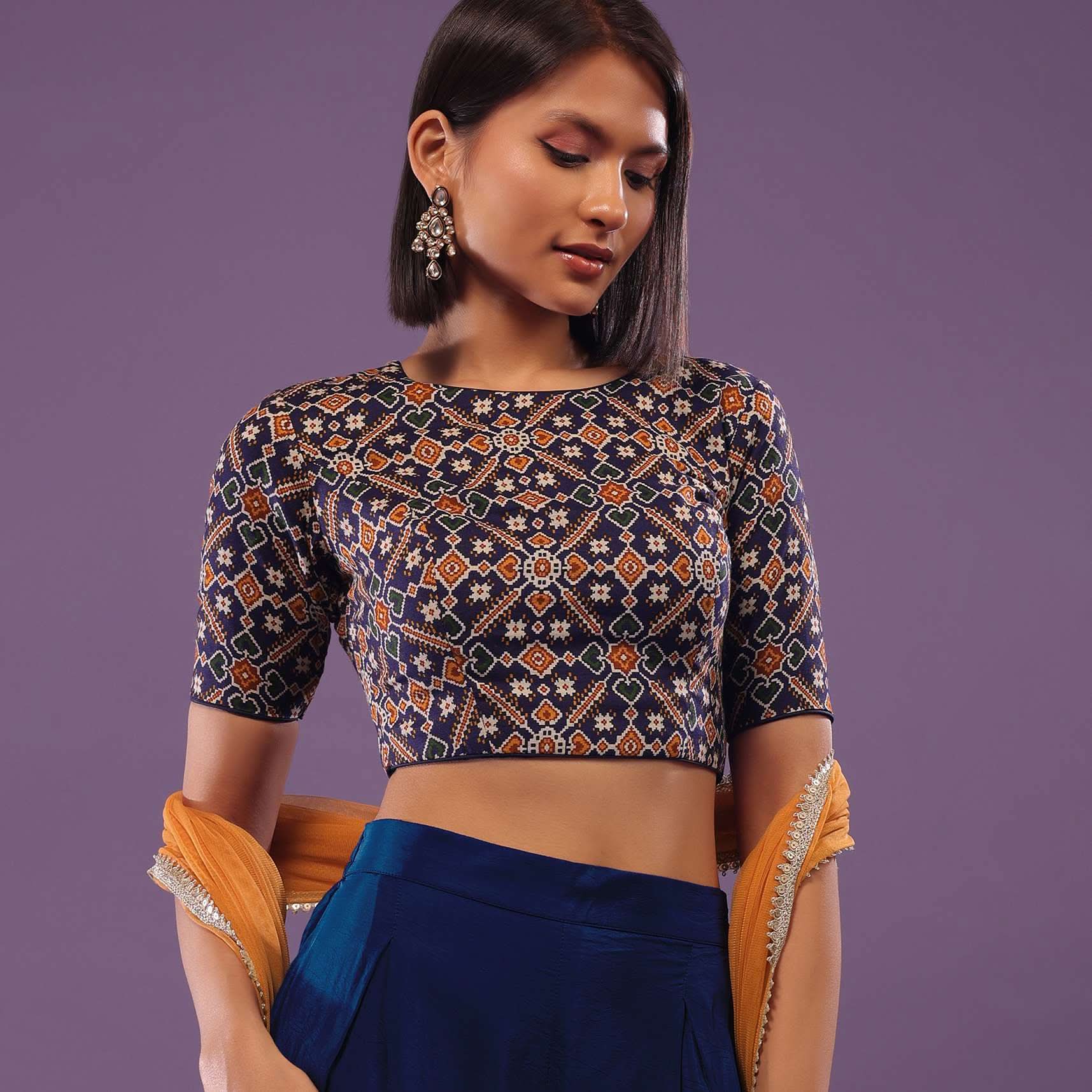 Persian Blue Patola Printed Blouse - Image 2