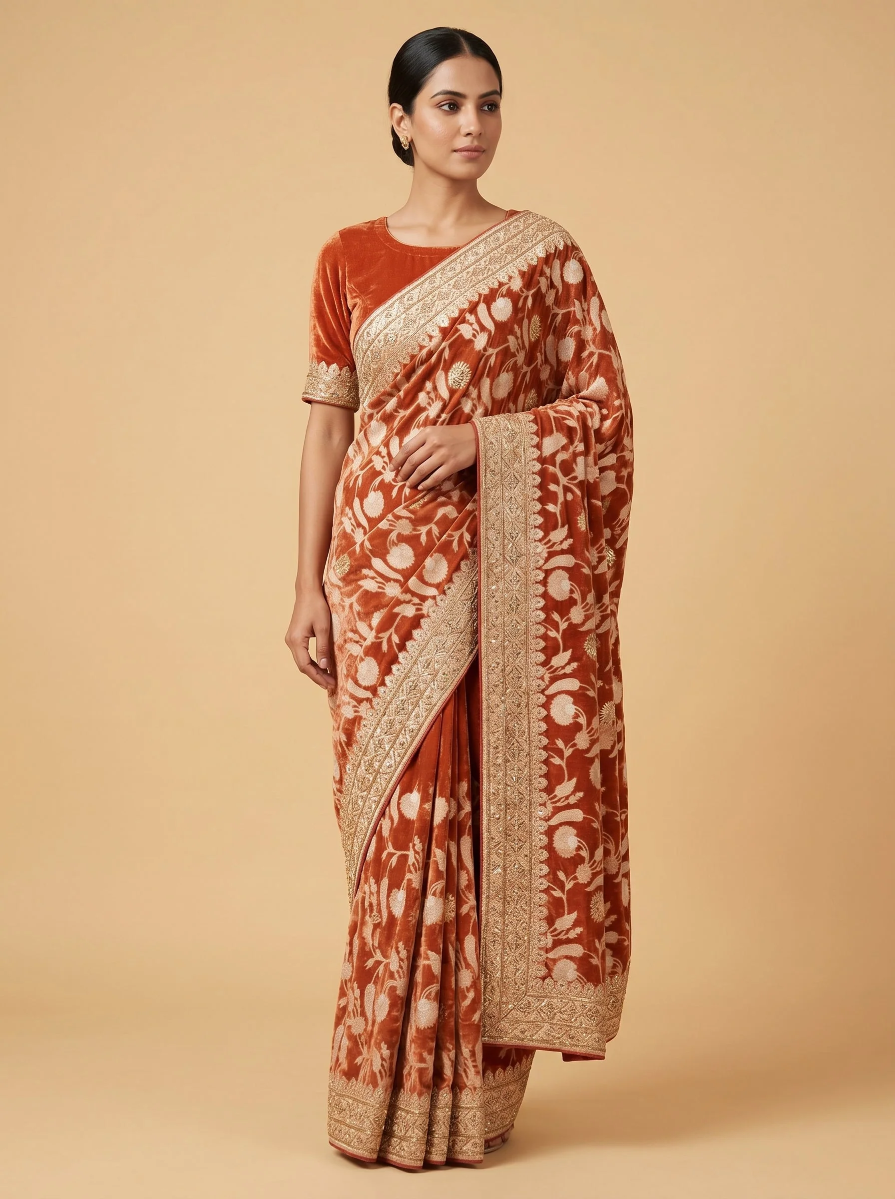 Peach Bloom Elegance Saree