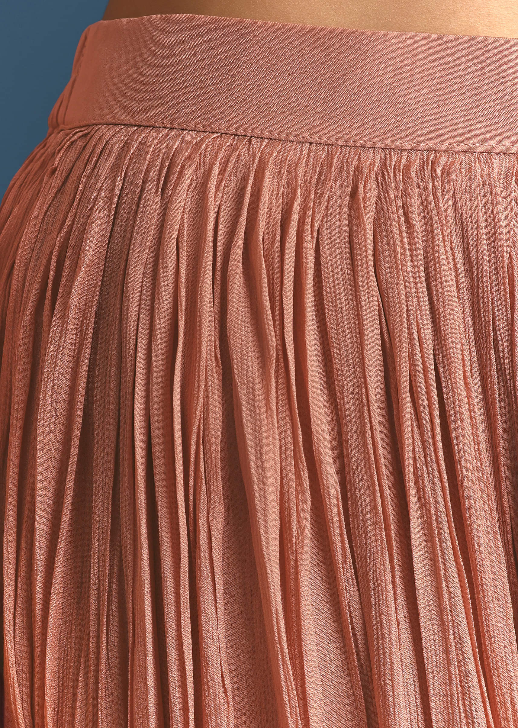 Peach Chinon Ombre Kurta Palazzo Suit With Sequins Threadwork - Image 6