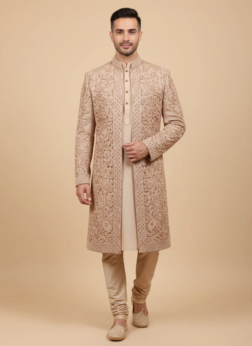 Peach Designer Sherwani - Image 2