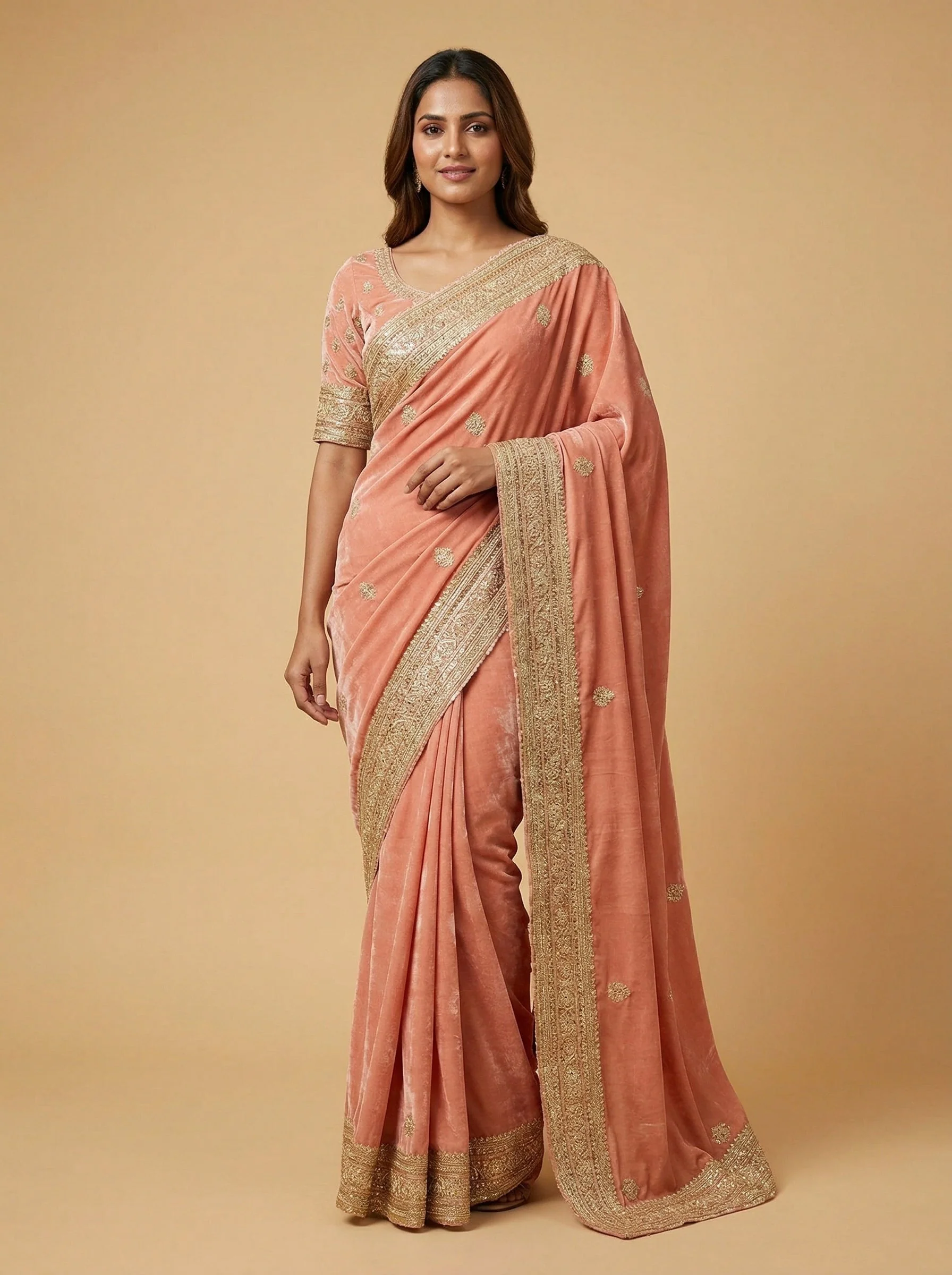 Peach Elevated Embroidered Saree