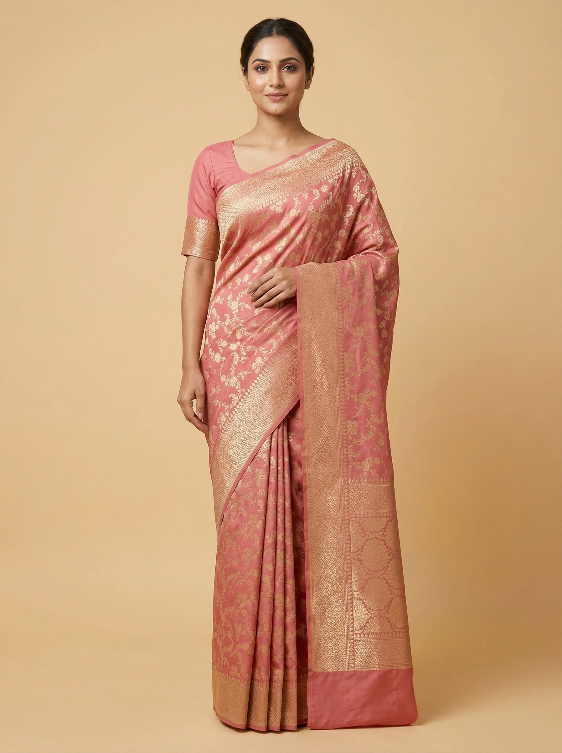 Peach Fine Handloom Saree