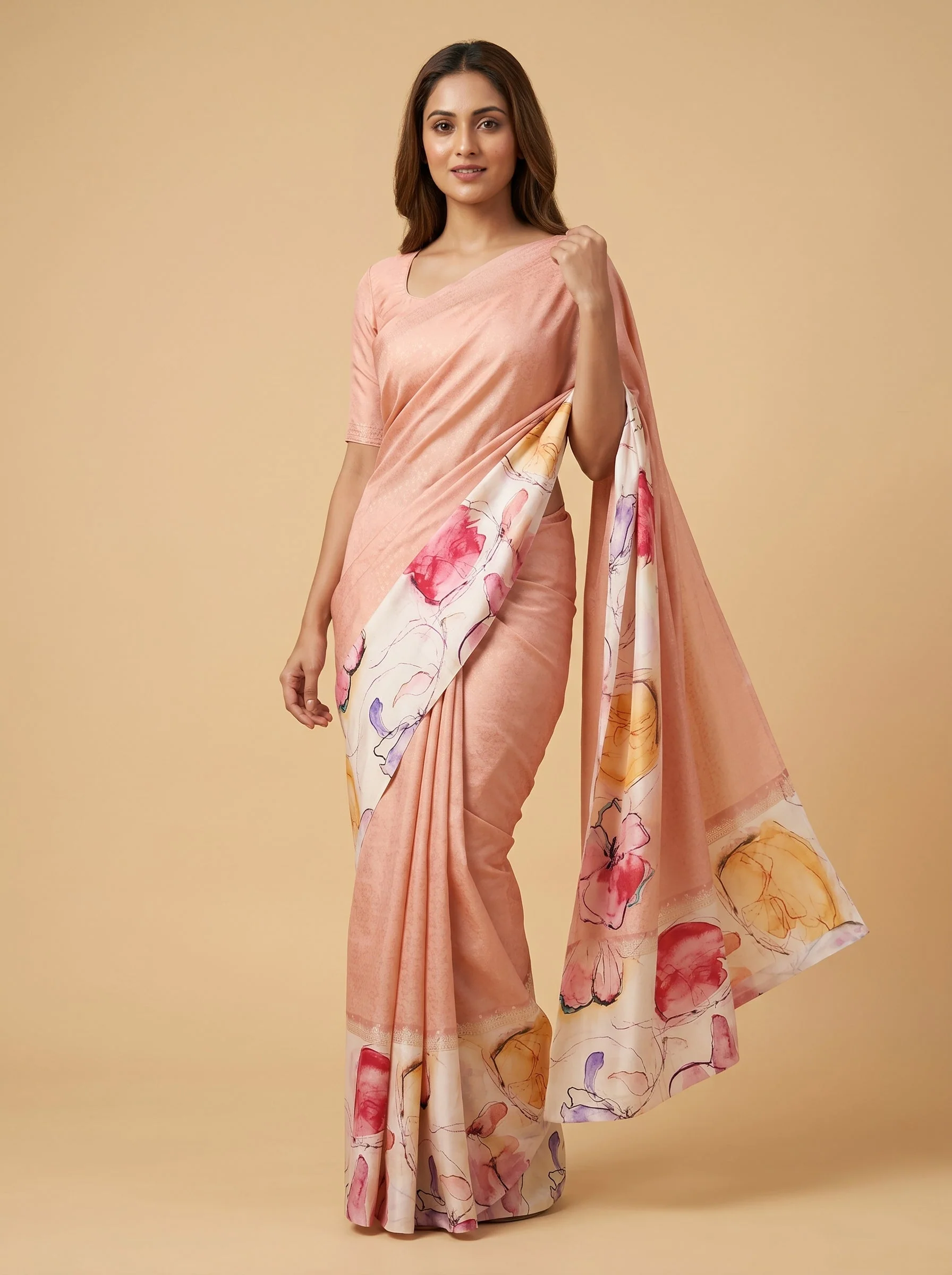 Peach Gentle Radiance Handloom Saree