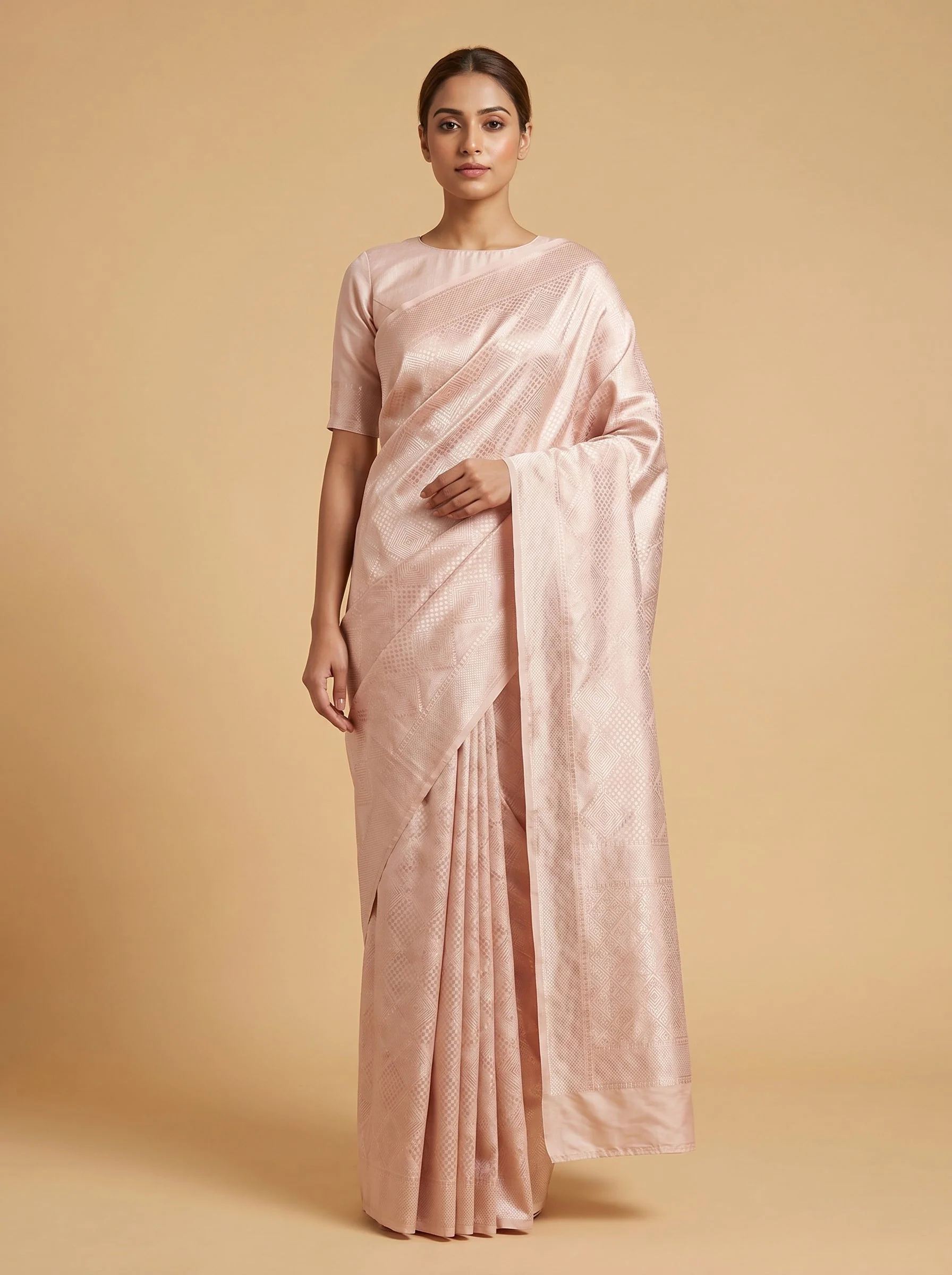 Peach Handloom Saree with Subtle Hue